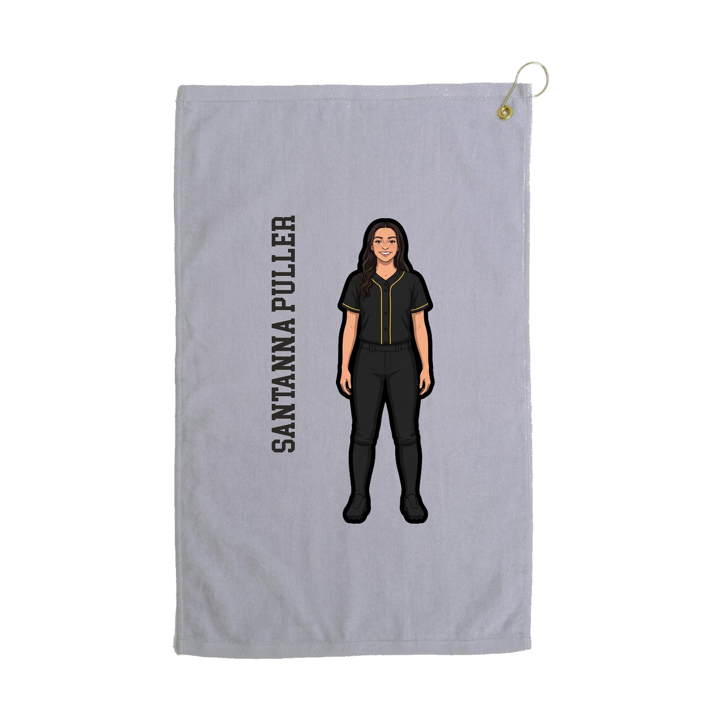 Golf Towel — Name Vertical in Grey