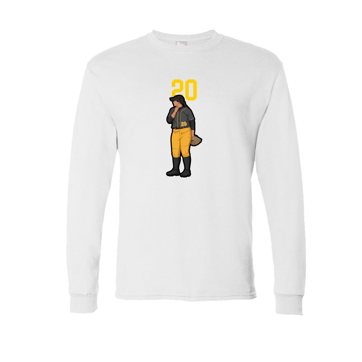 Long Sleeve Tee — Number Top in White
