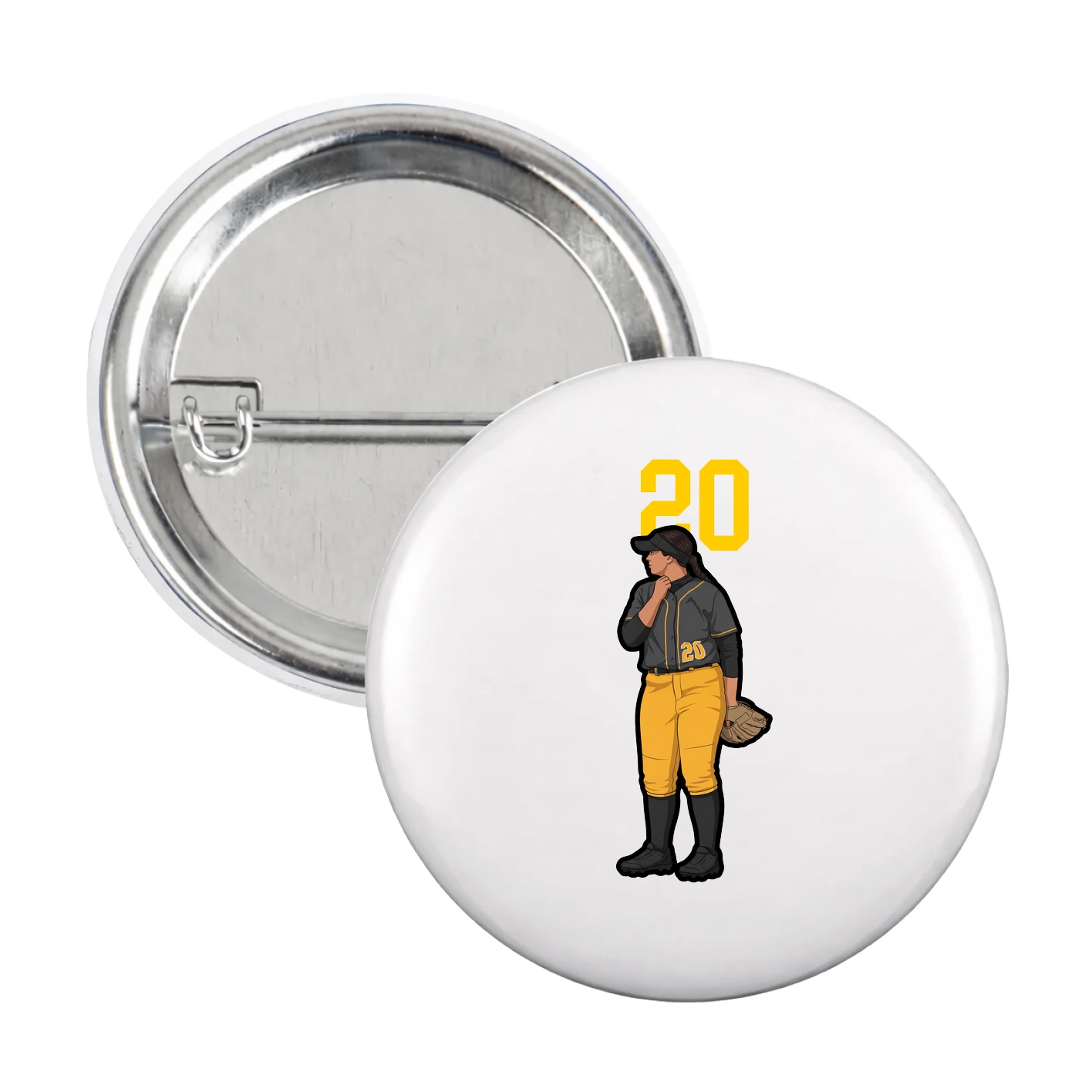 Game Day Button — Number Top in White