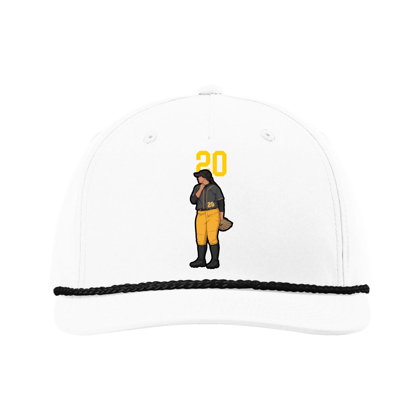Five-Panel Classic Rope Cap — Number Top in White