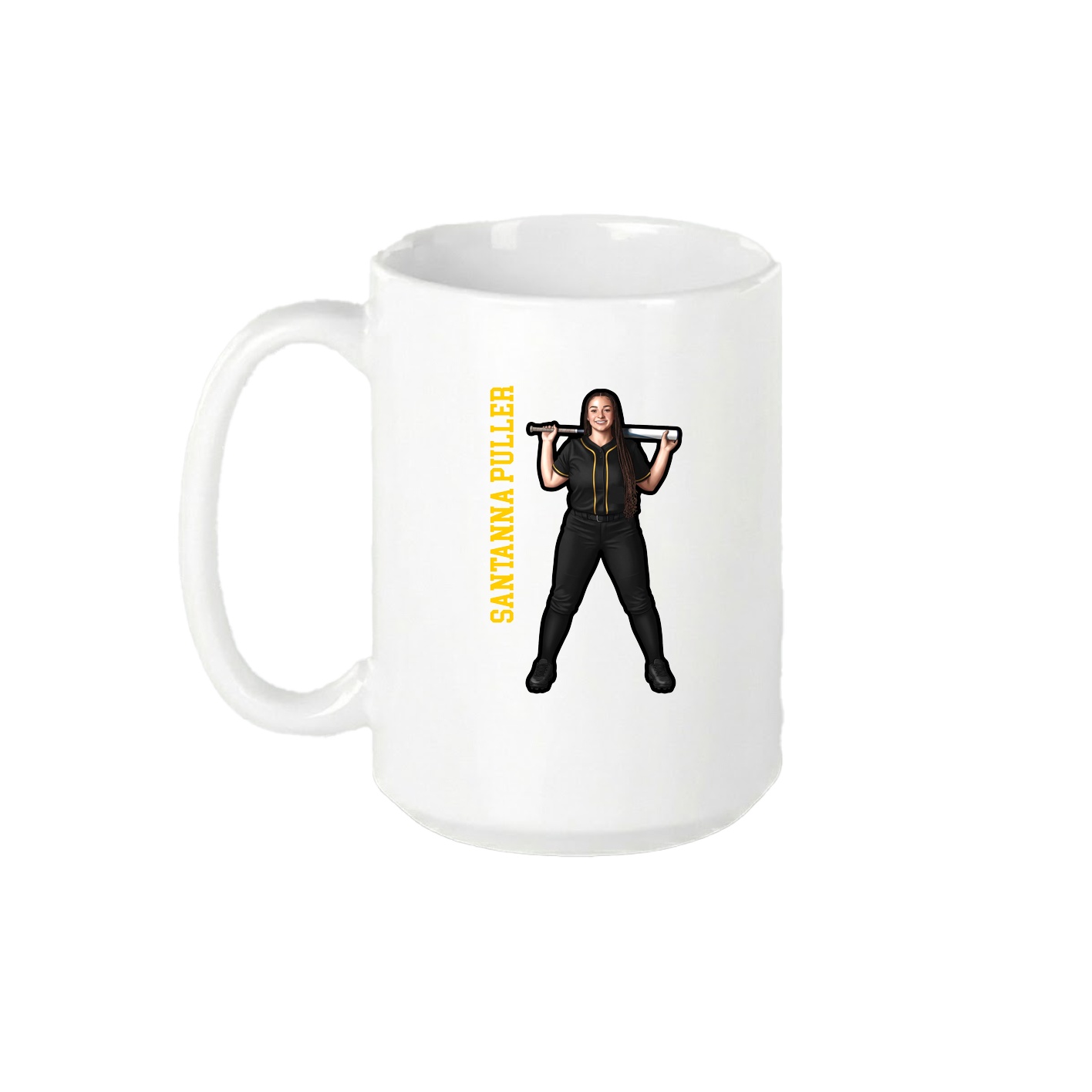 15oz Coffee Mug — Name Vertical in White