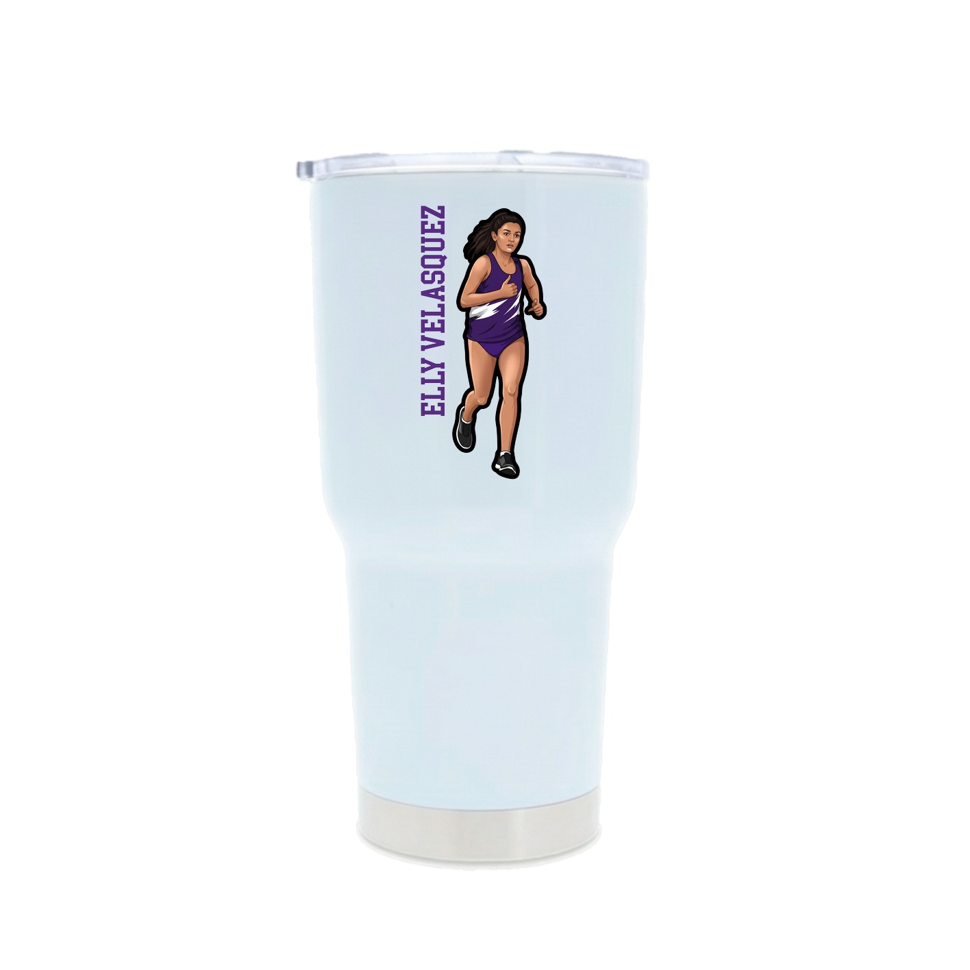 30oz Stainless Steel Tumbler — Name Vertical in White