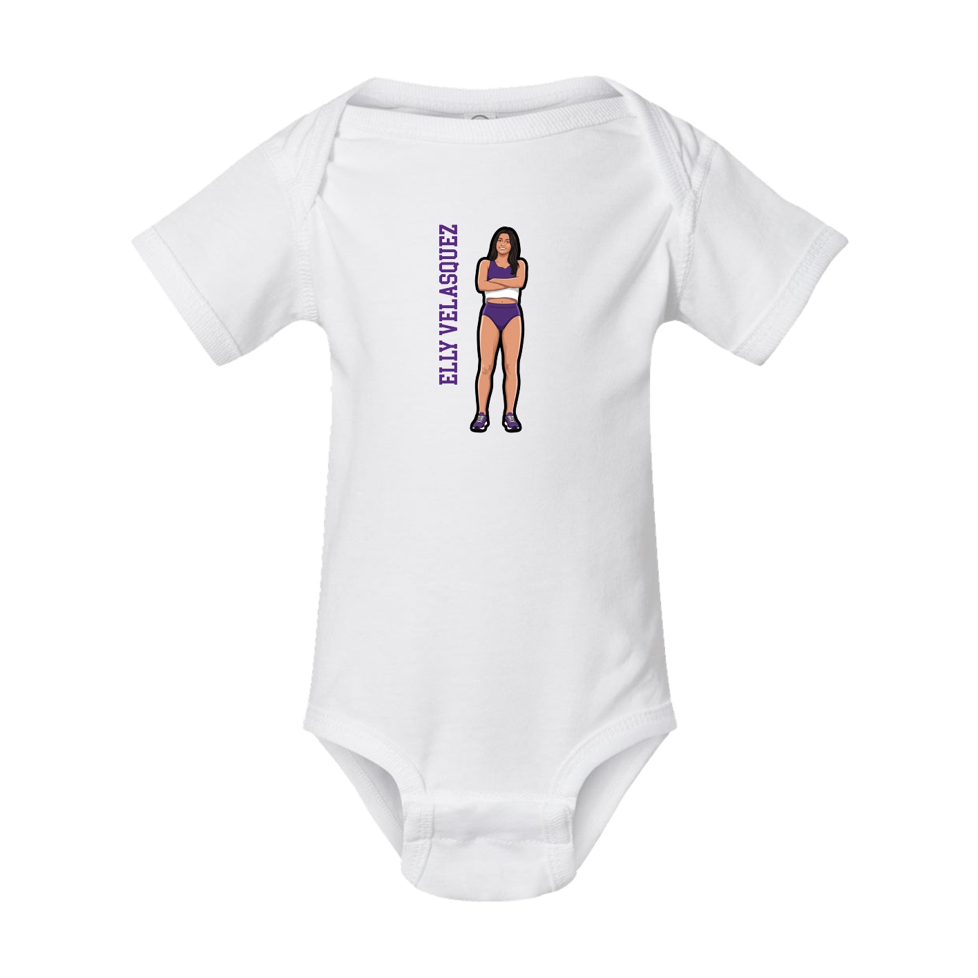 Baby Onesie — Name Vertical in White