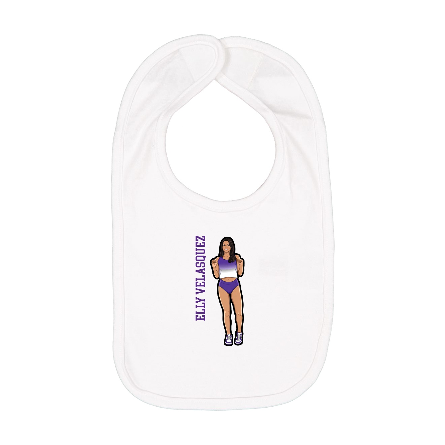 Infant Bib — Name Vertical in White