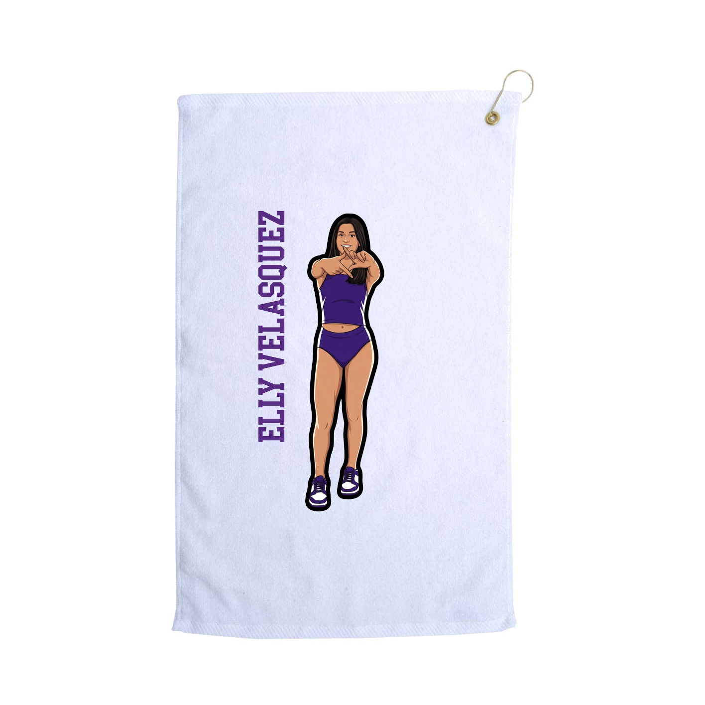 Golf Towel — Name Vertical in White