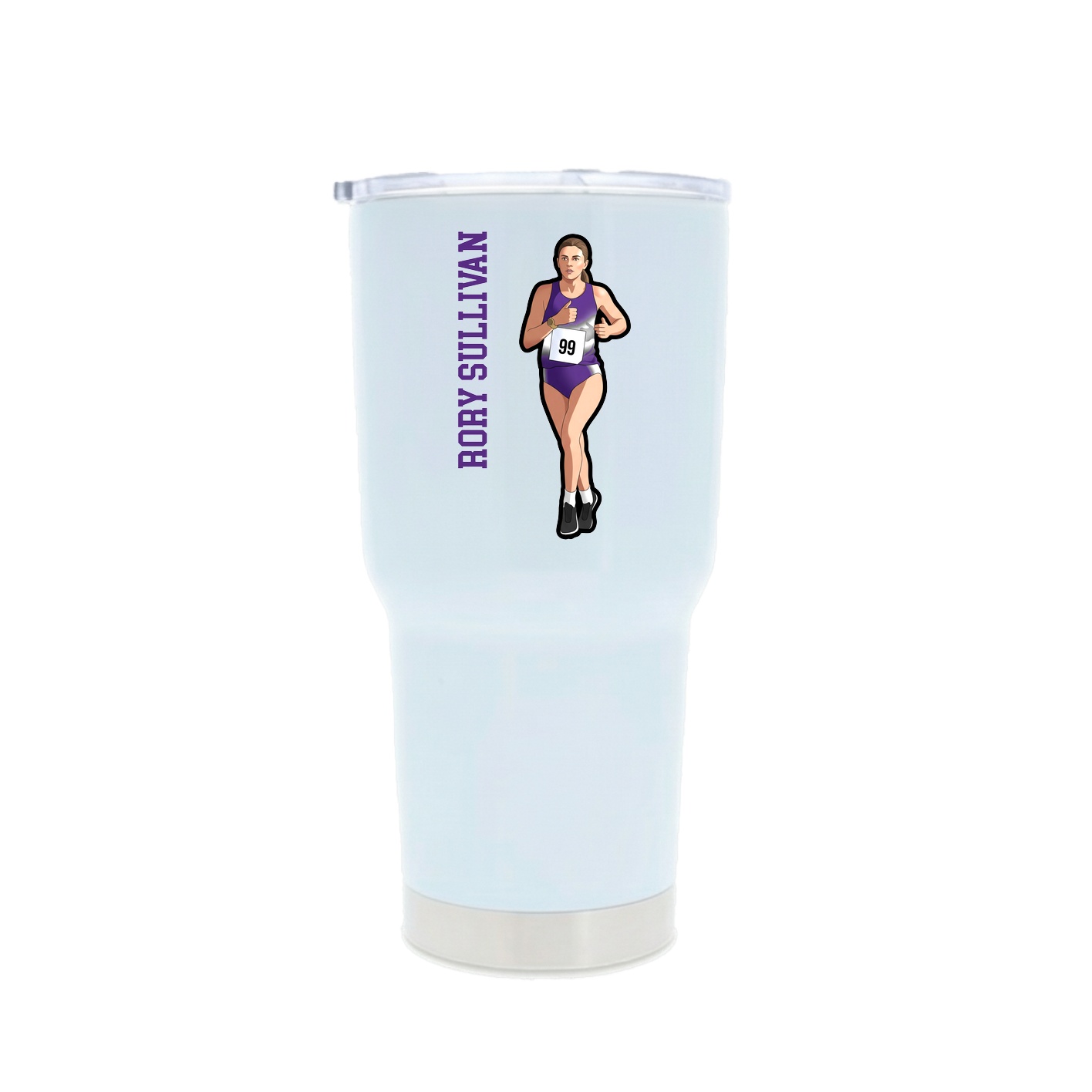 30oz Stainless Steel Tumbler — Name Vertical in White