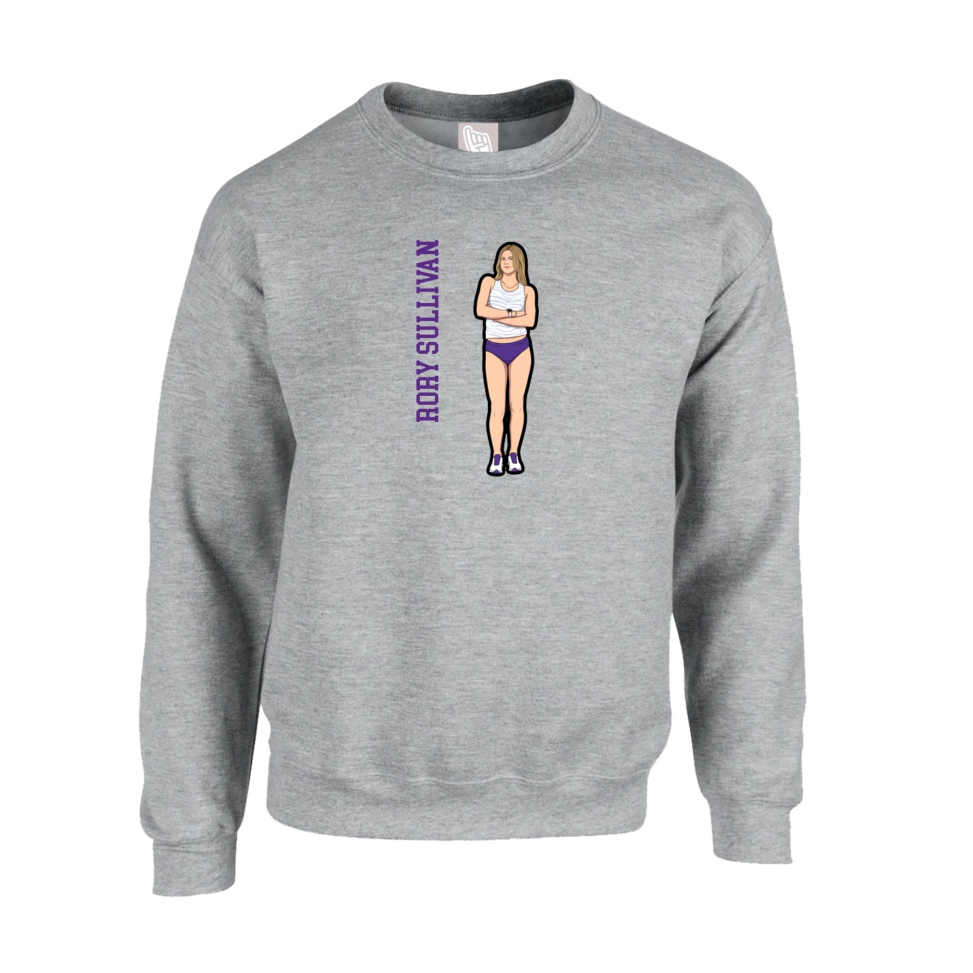 Fleece Crew — Name Vertical in Grey