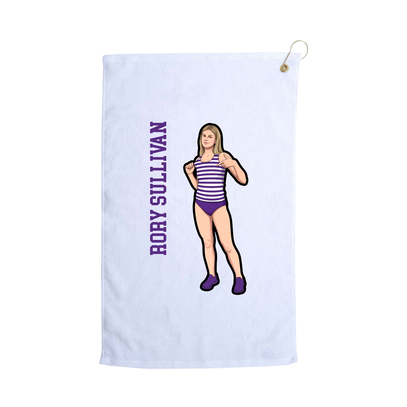 Golf Towel — Name Vertical in White