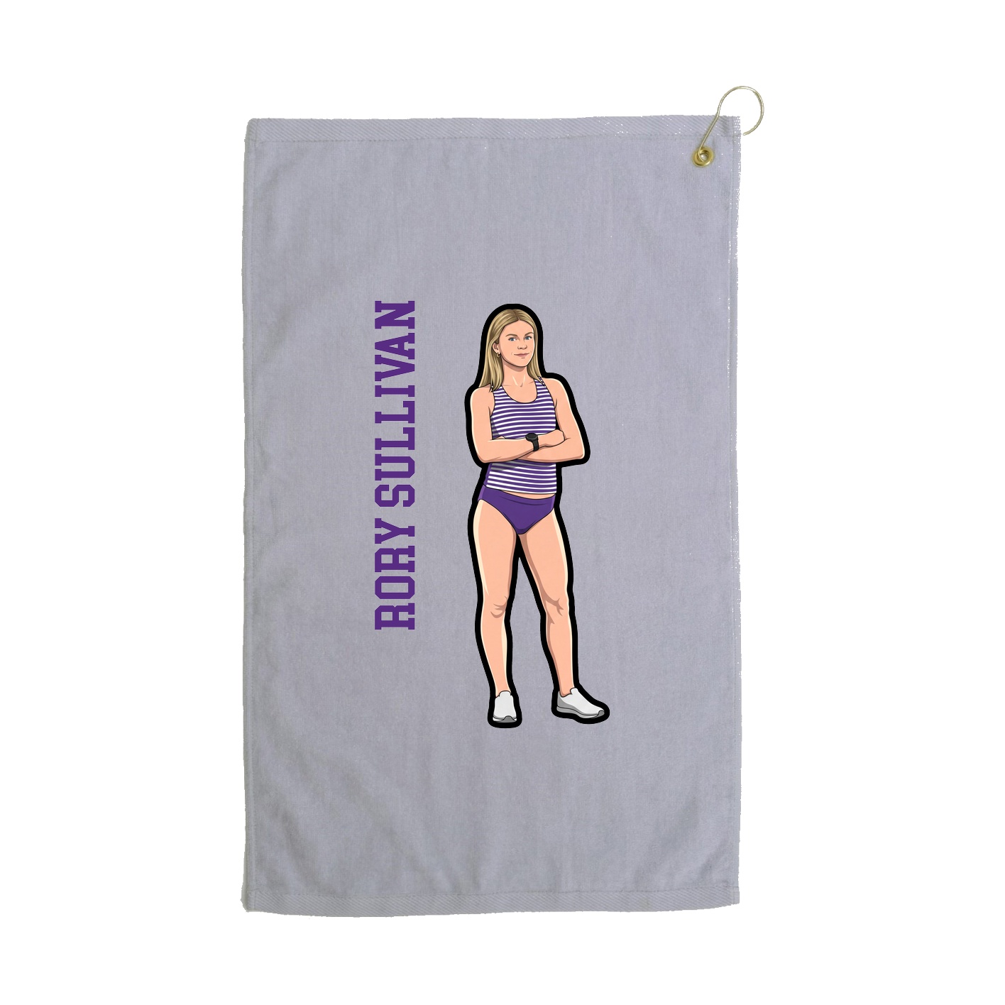 Golf Towel — Name Vertical in Grey