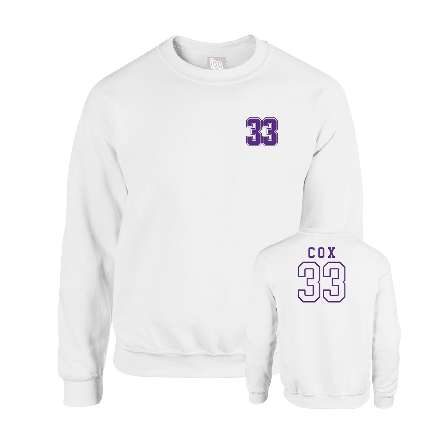 Fleece Crew — Chest Back in White