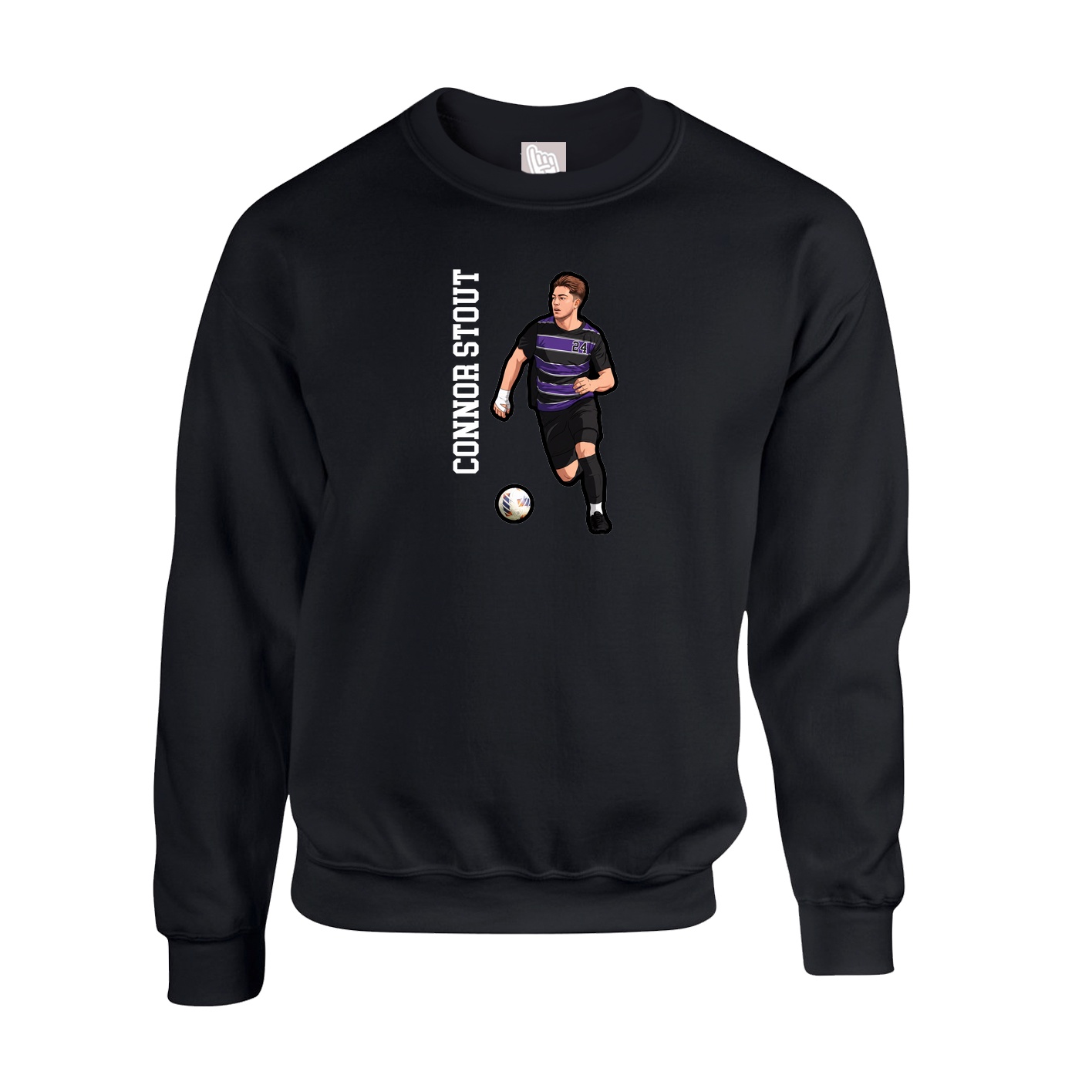 Fleece Crew — Name Vertical in Black