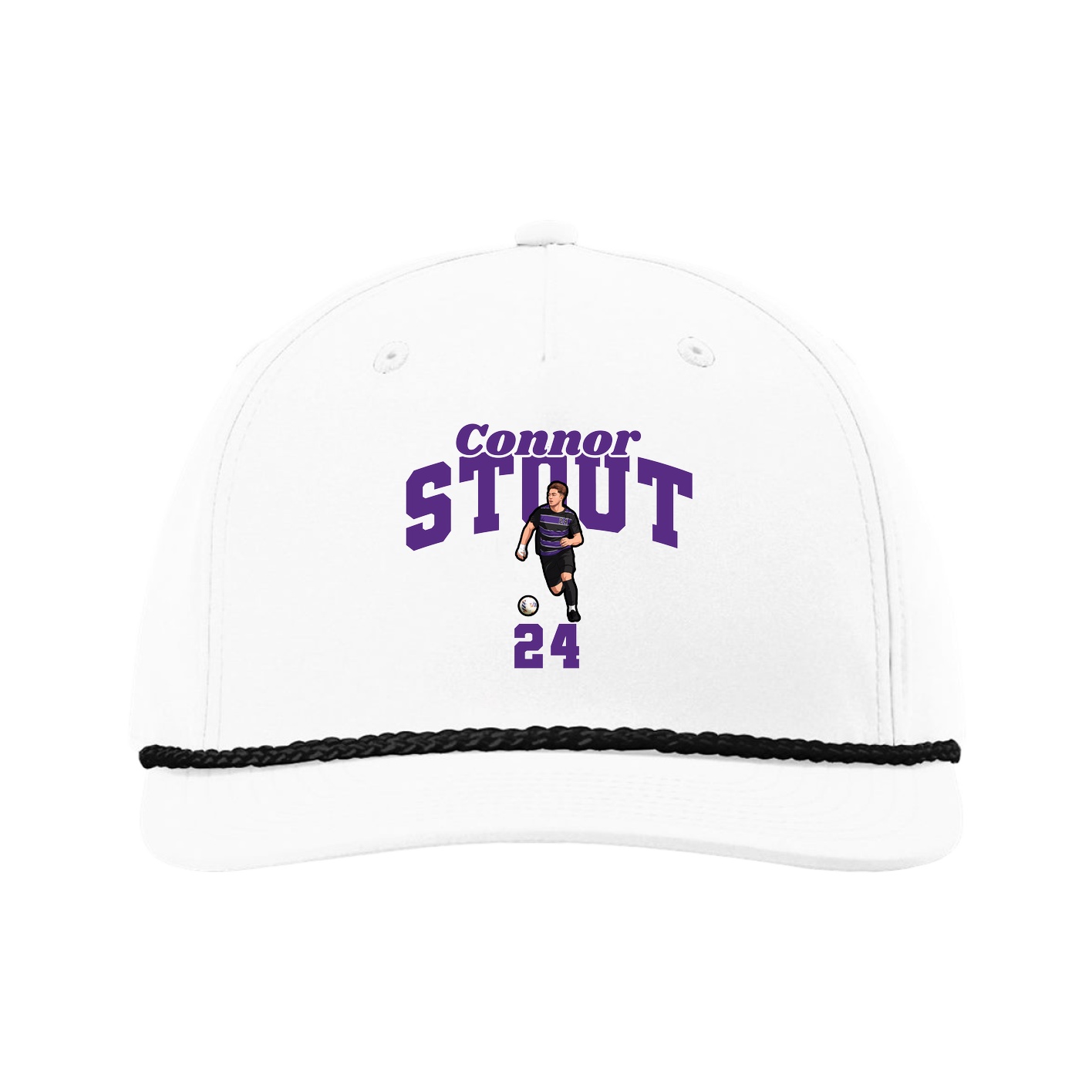 Five-Panel Classic Rope Cap — Signature Arch in White