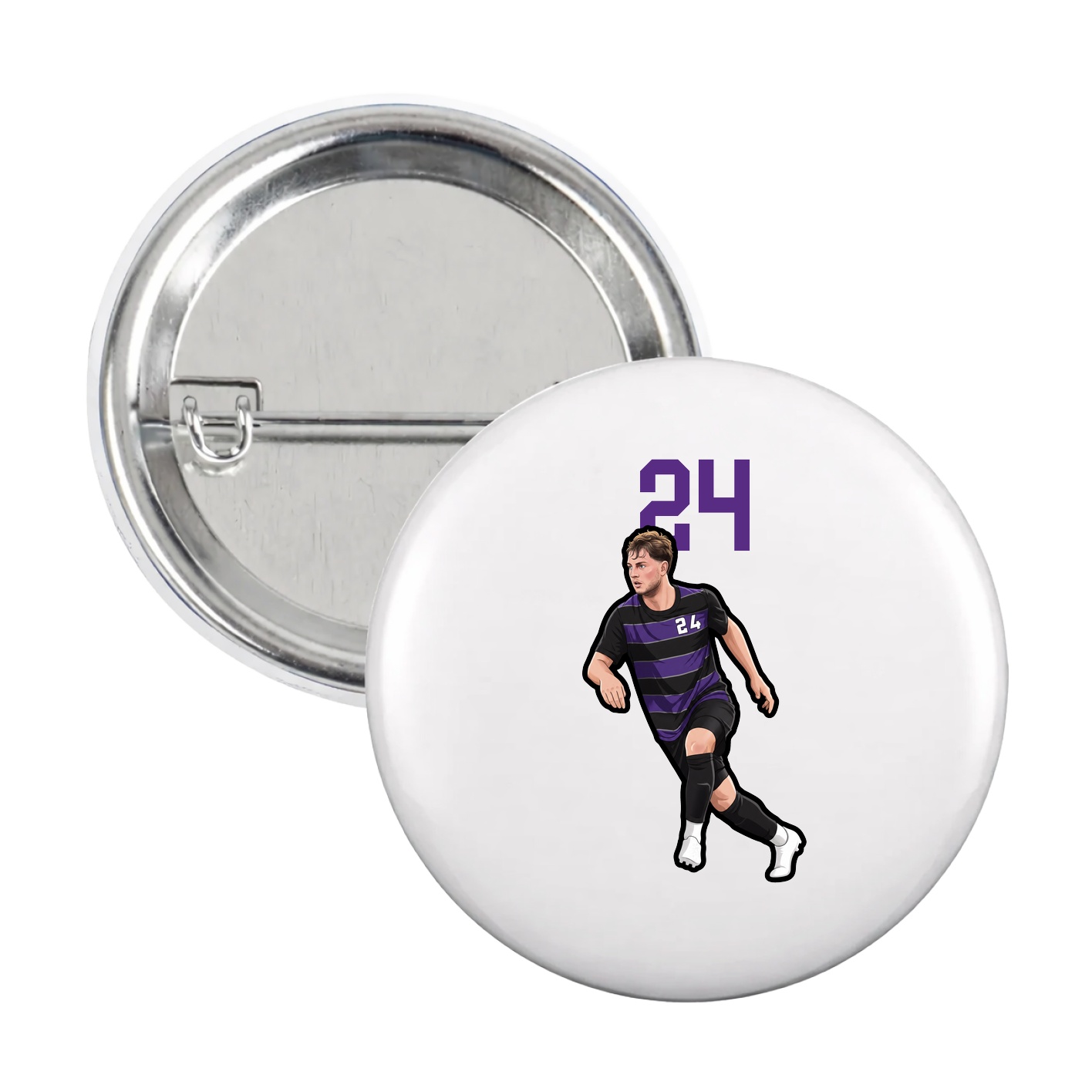 Game Day Button — Number Top in White