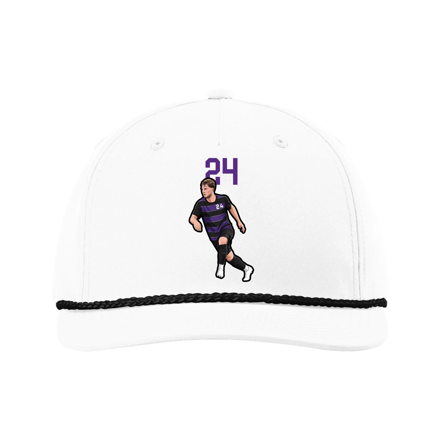 Five-Panel Classic Rope Cap — Number Top in White