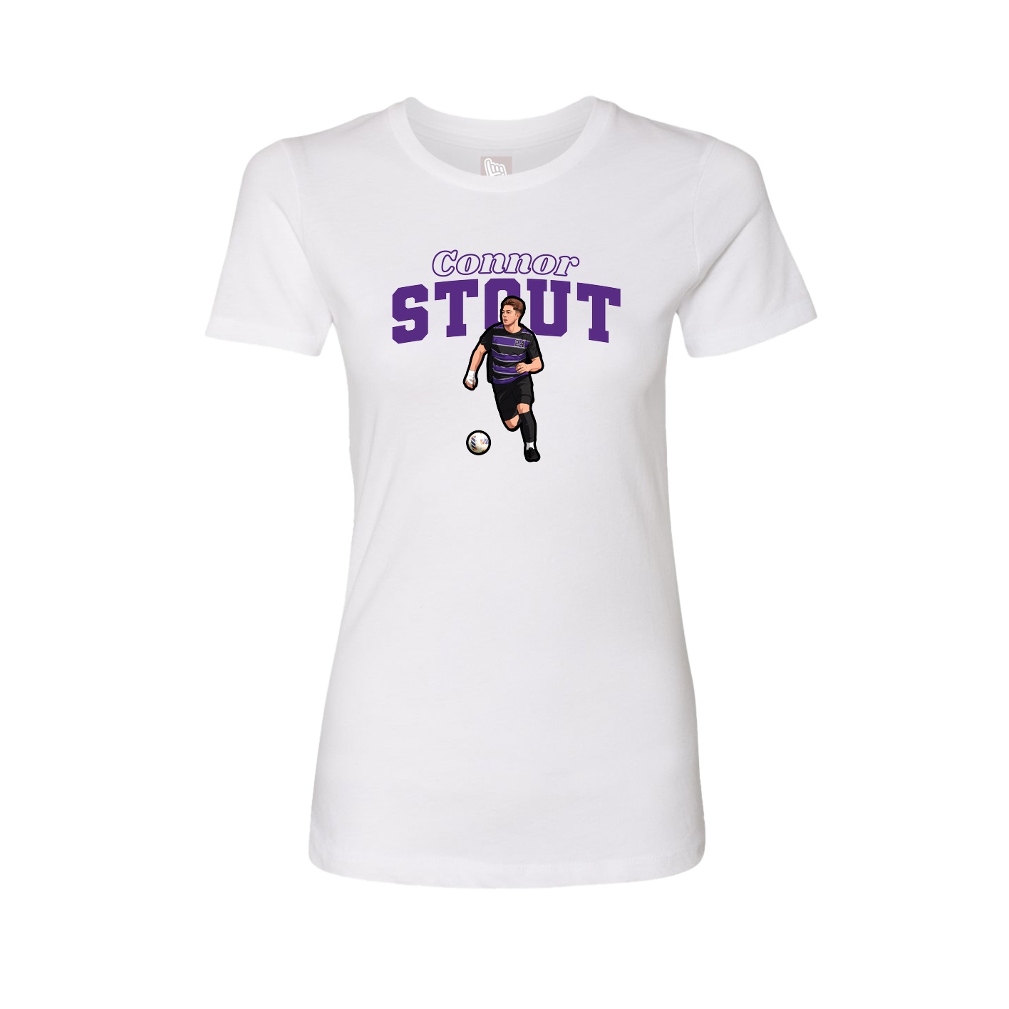 Fitted Women's Tee — Name Arch in White