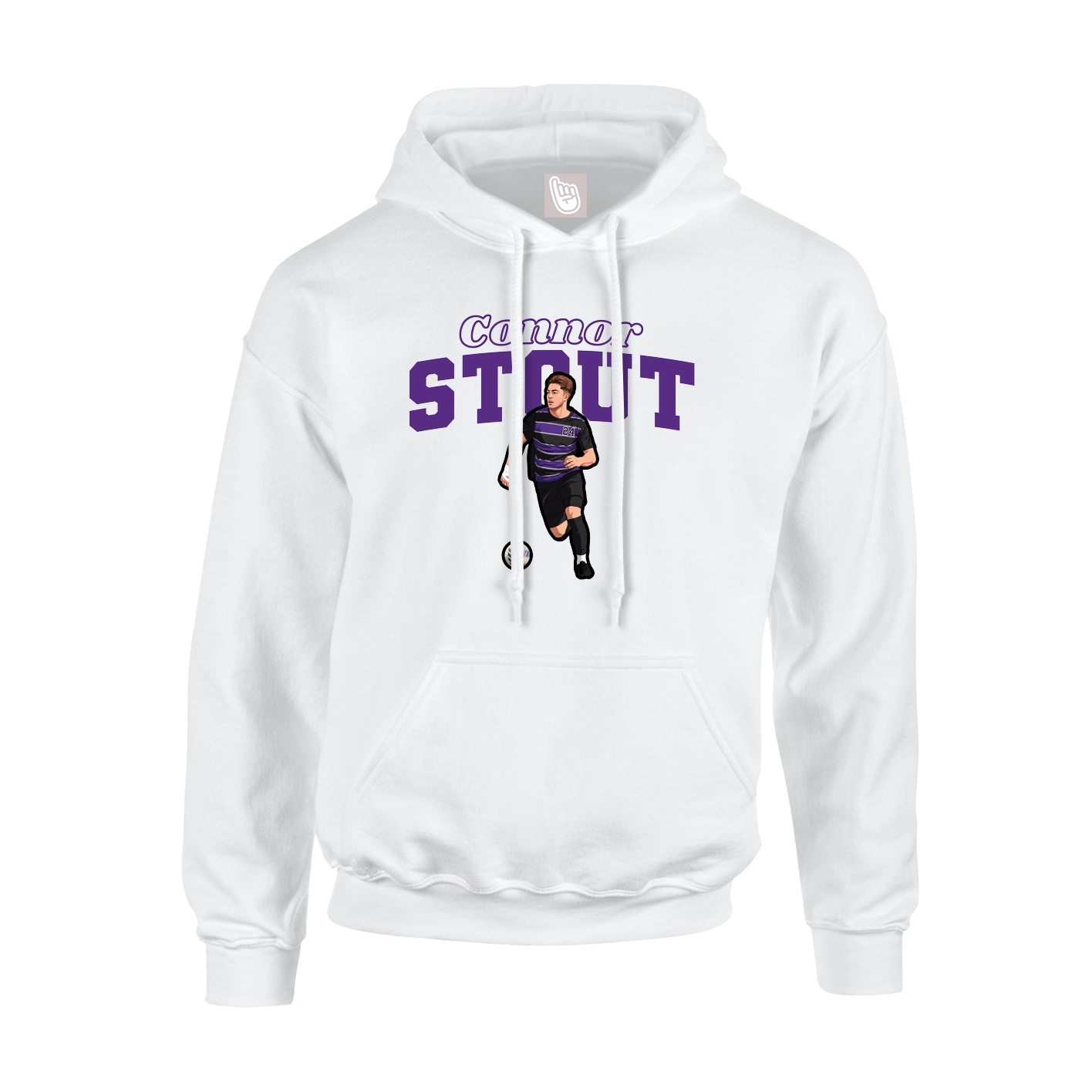 Youth Hoodie — Name Arch in White