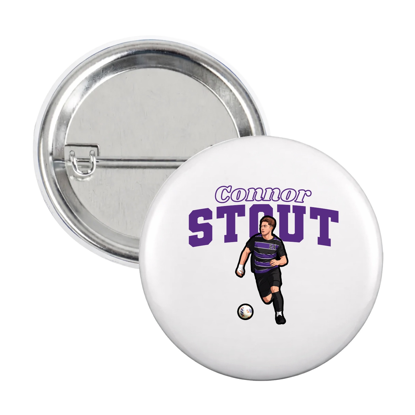 Game Day Button — Name Arch in White