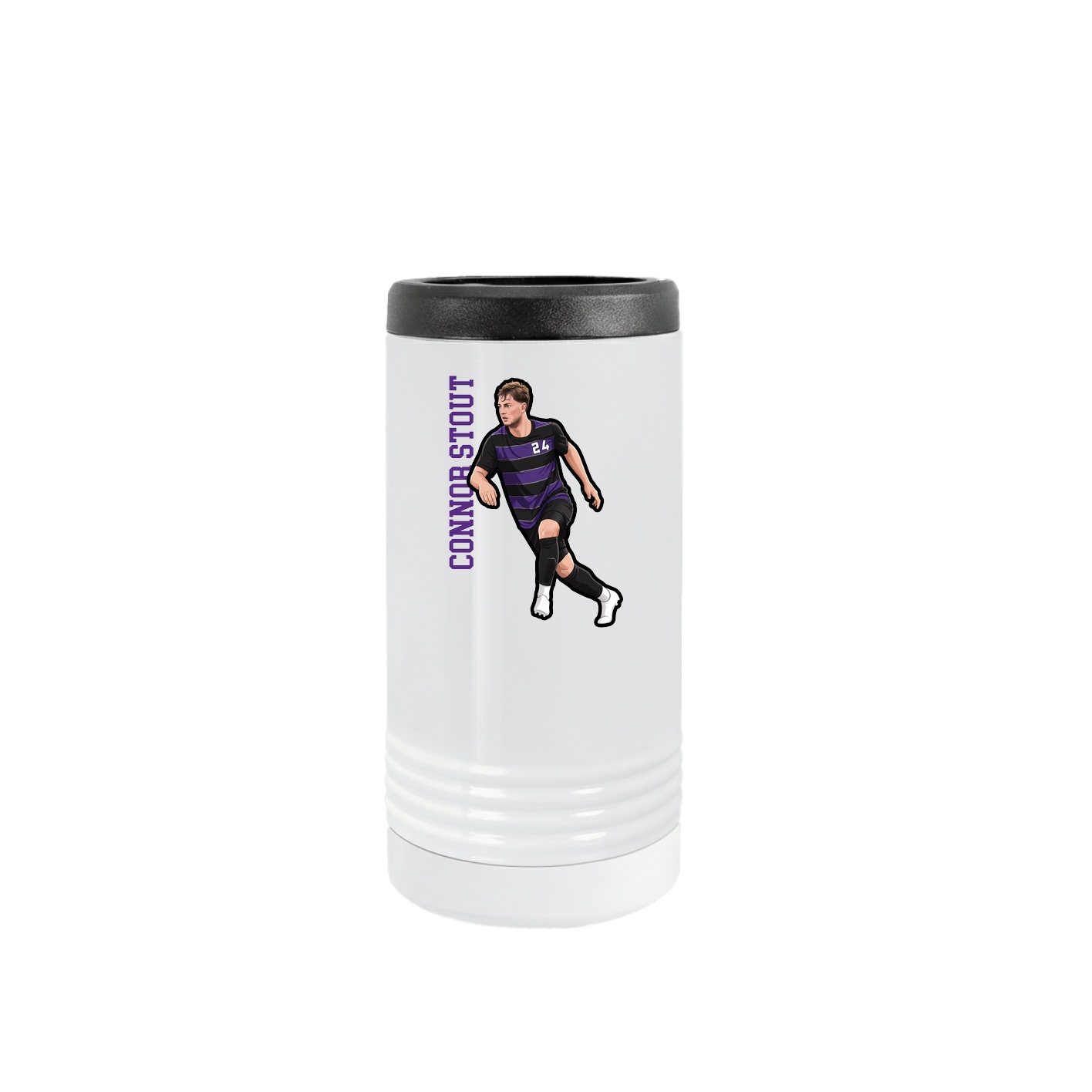 Slim Beverage Holder — Name Vertical in White
