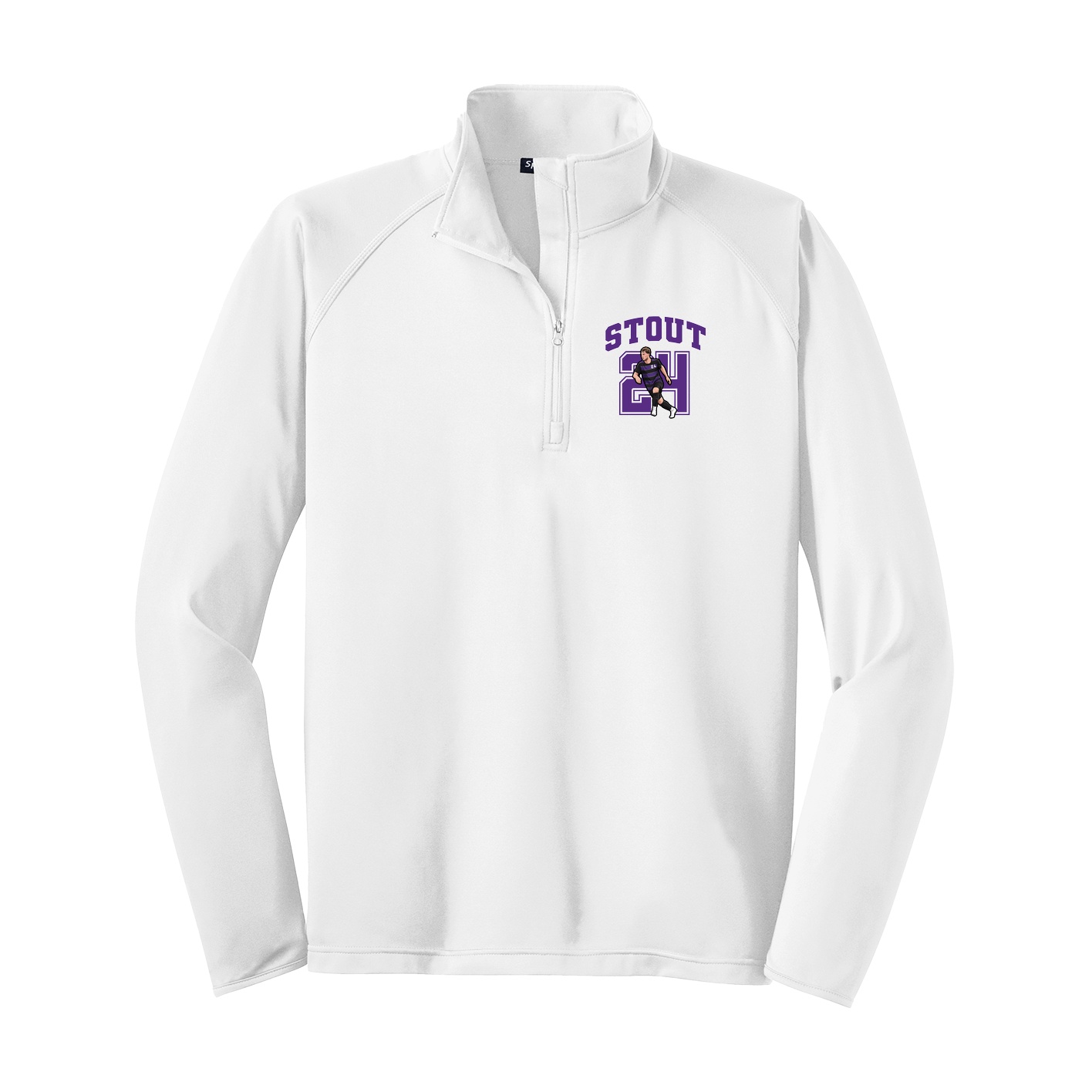 Q-Zip Pullover — Number in White