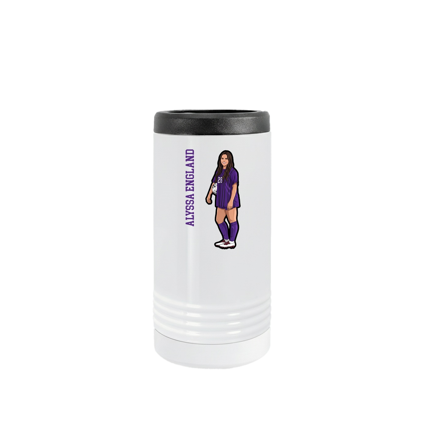 Slim Beverage Holder — Name Vertical in White