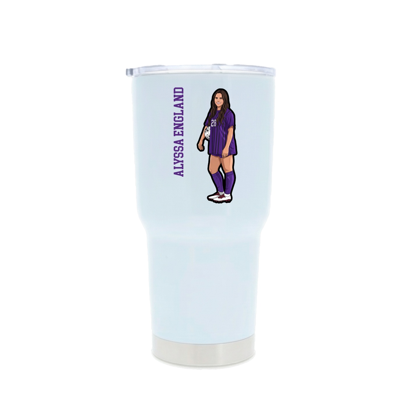 30oz Stainless Steel Tumbler — Name Vertical in White