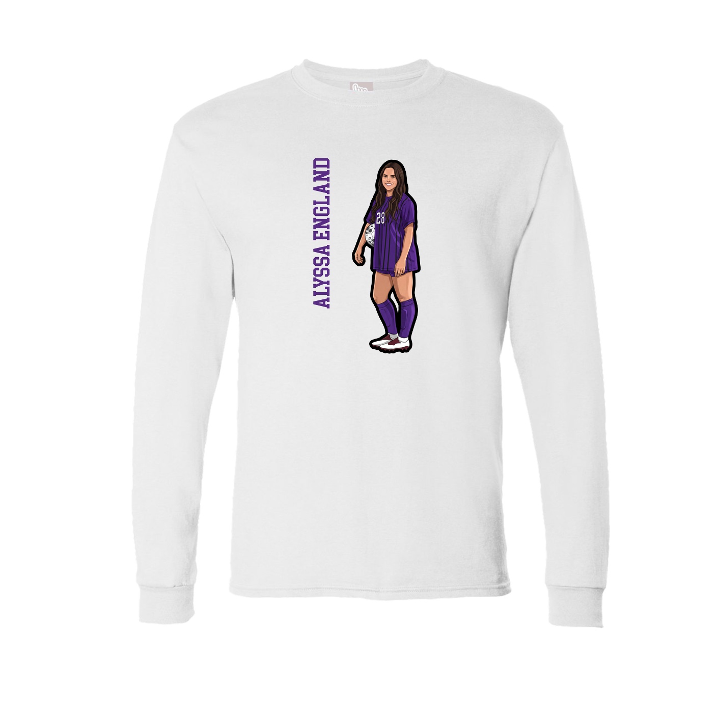 Long Sleeve Tee — Name Vertical in White