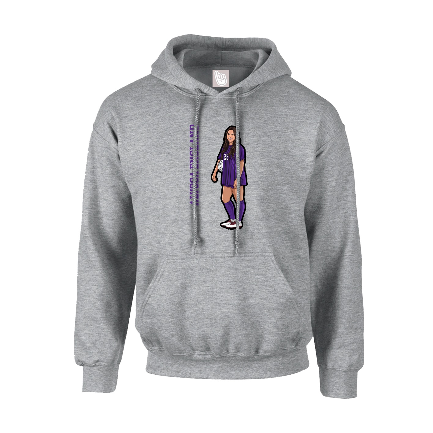 Youth Hoodie — Name Vertical in Grey
