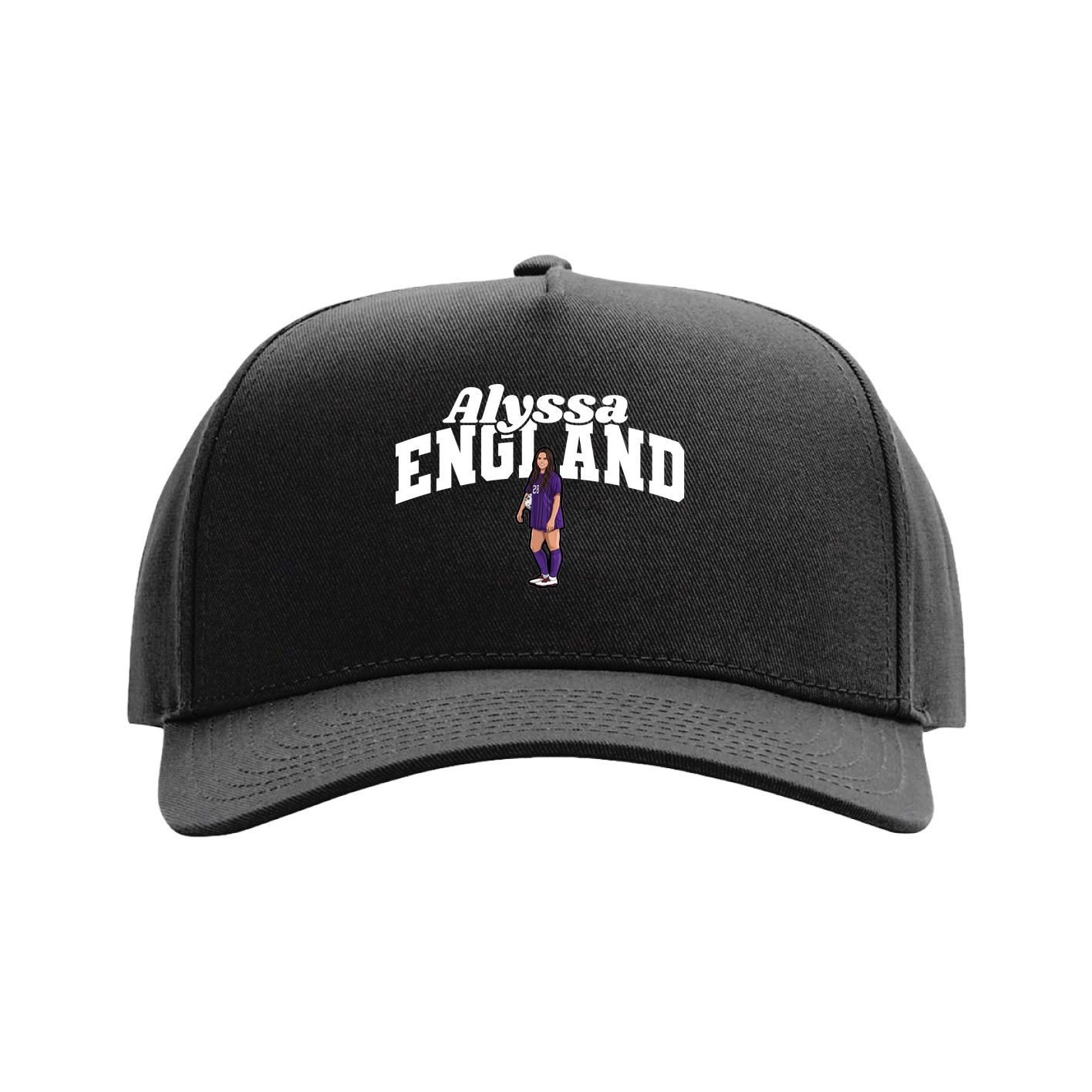 Full Fabric Five-Panel Champ Cap — Signature Arch in Black