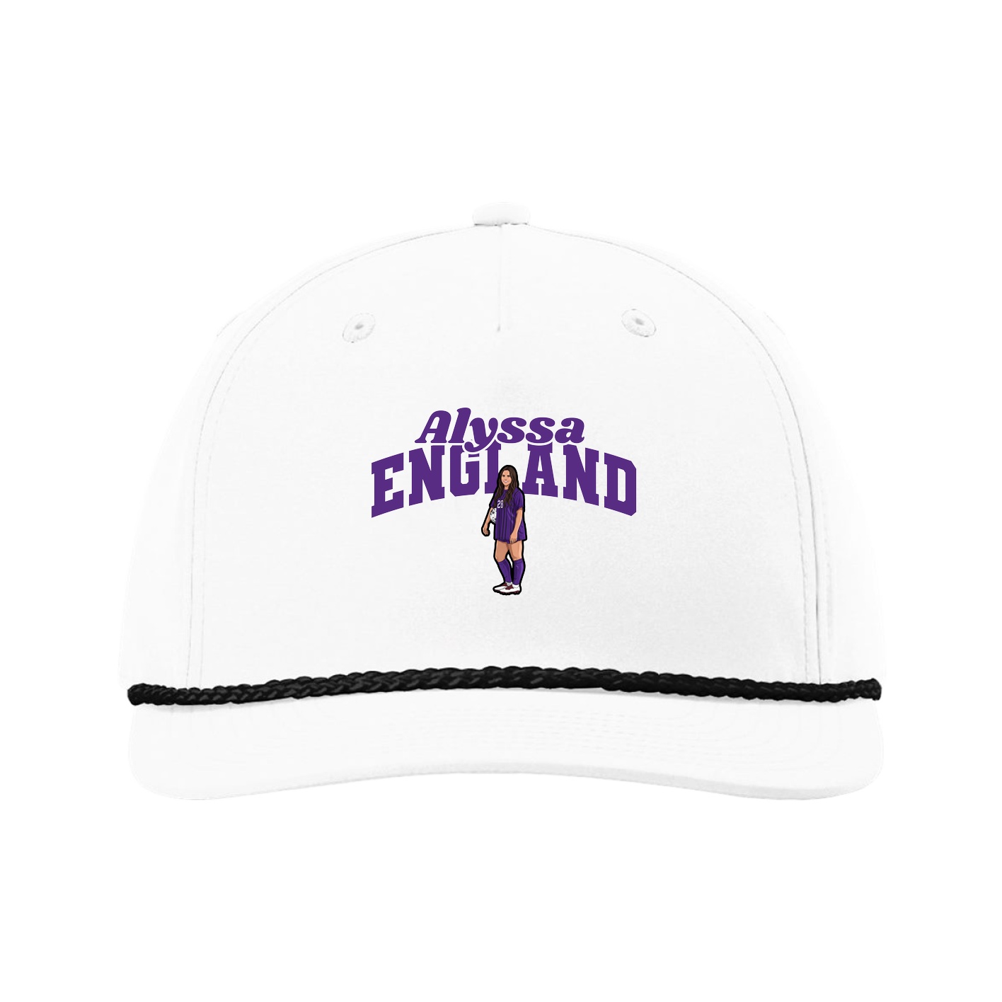 Five-Panel Classic Rope Cap — Signature Arch in White