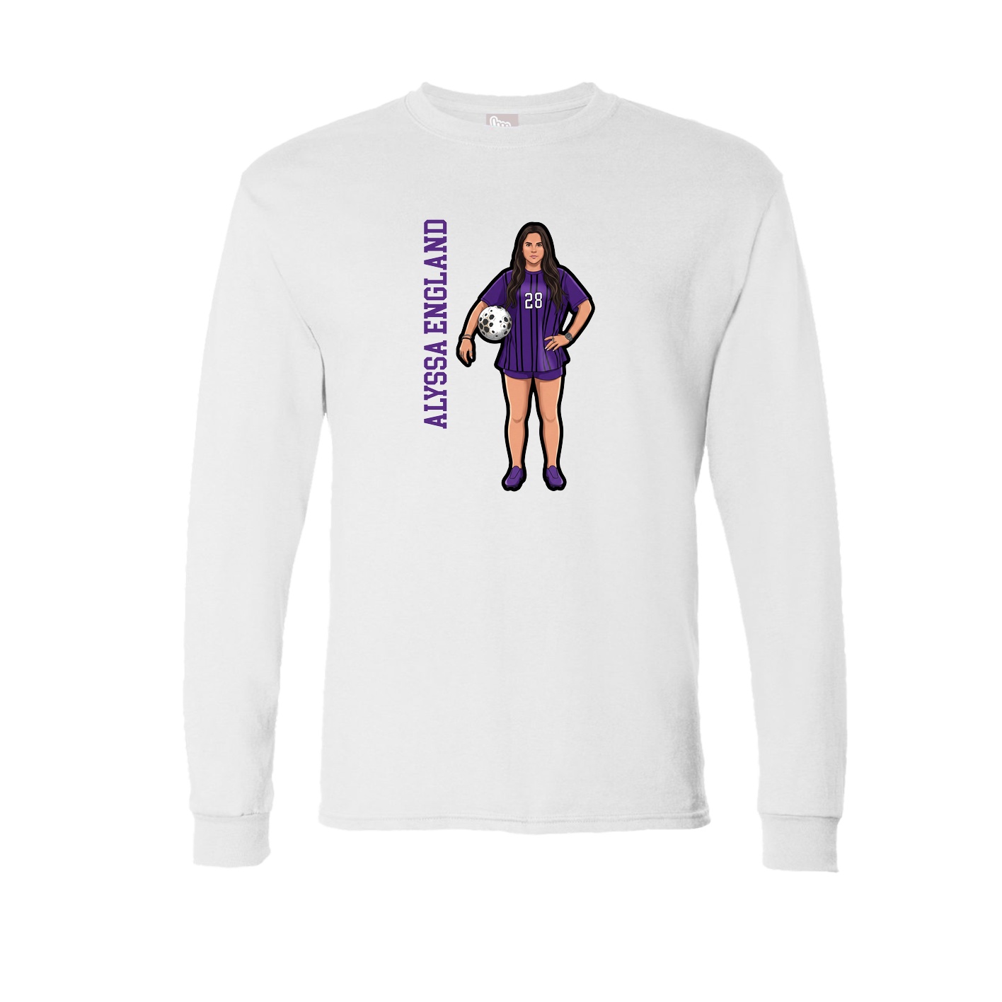 Long Sleeve Tee — Name Vertical in White
