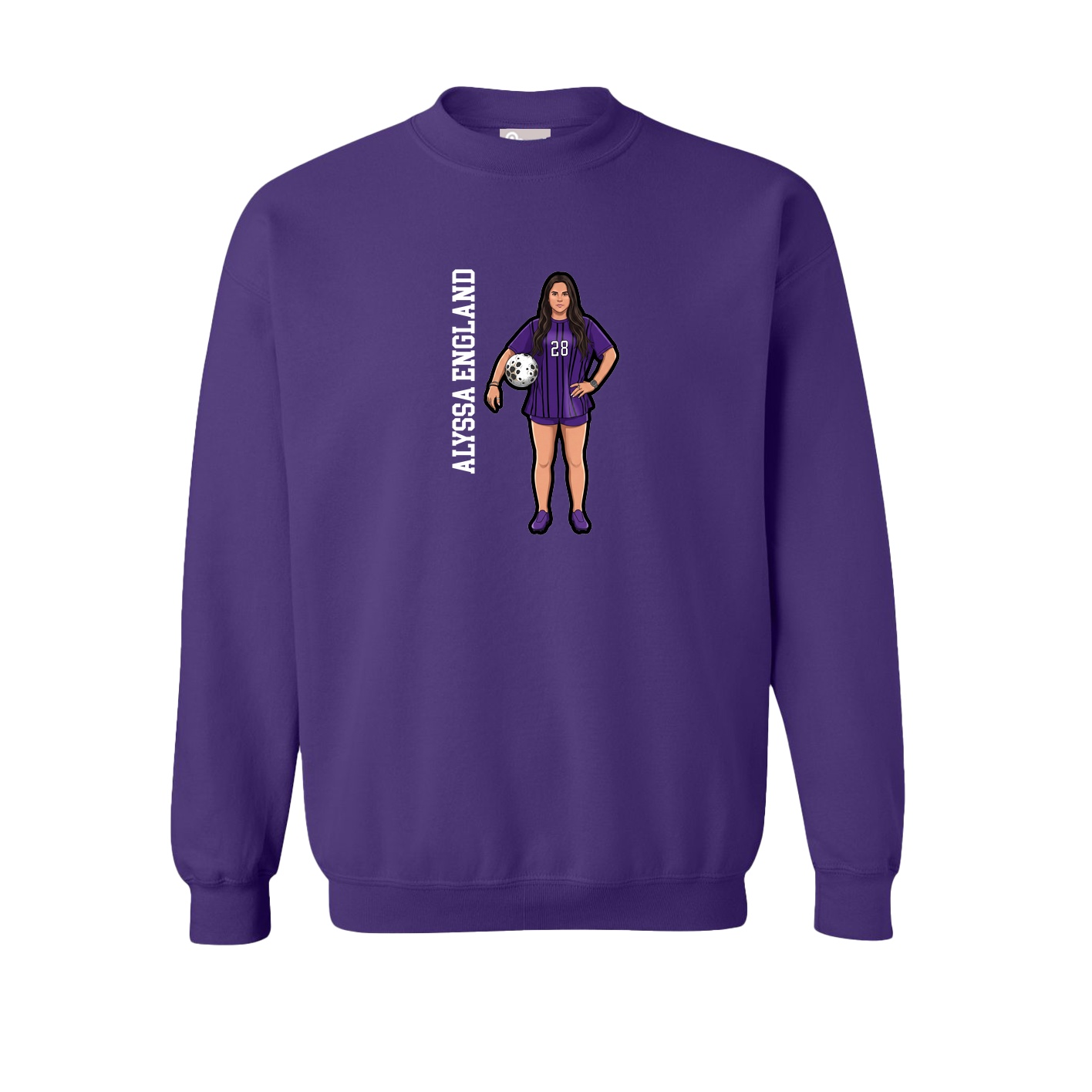 Fleece Crew — Name Vertical in Purple
