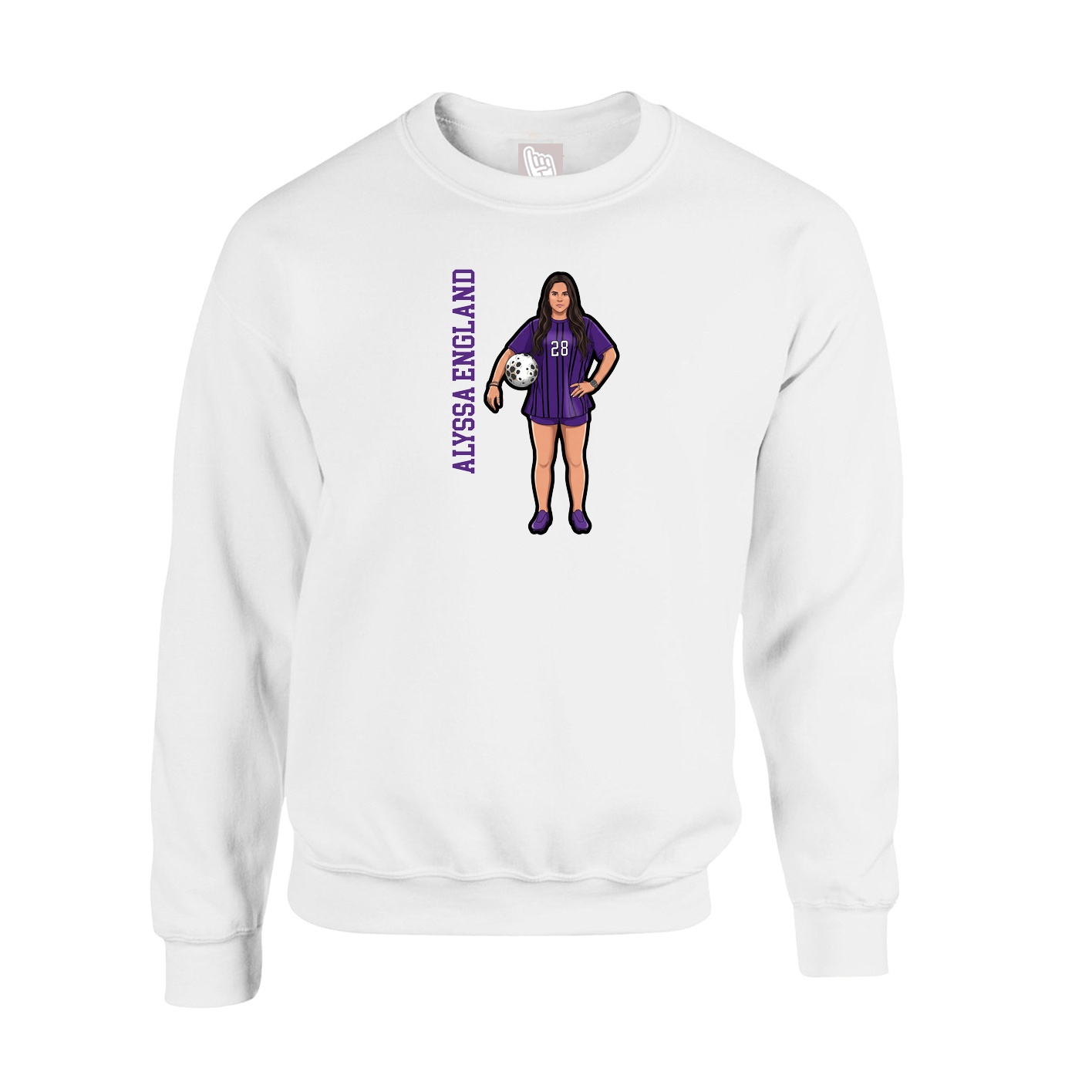 Fleece Crew — Name Vertical in White