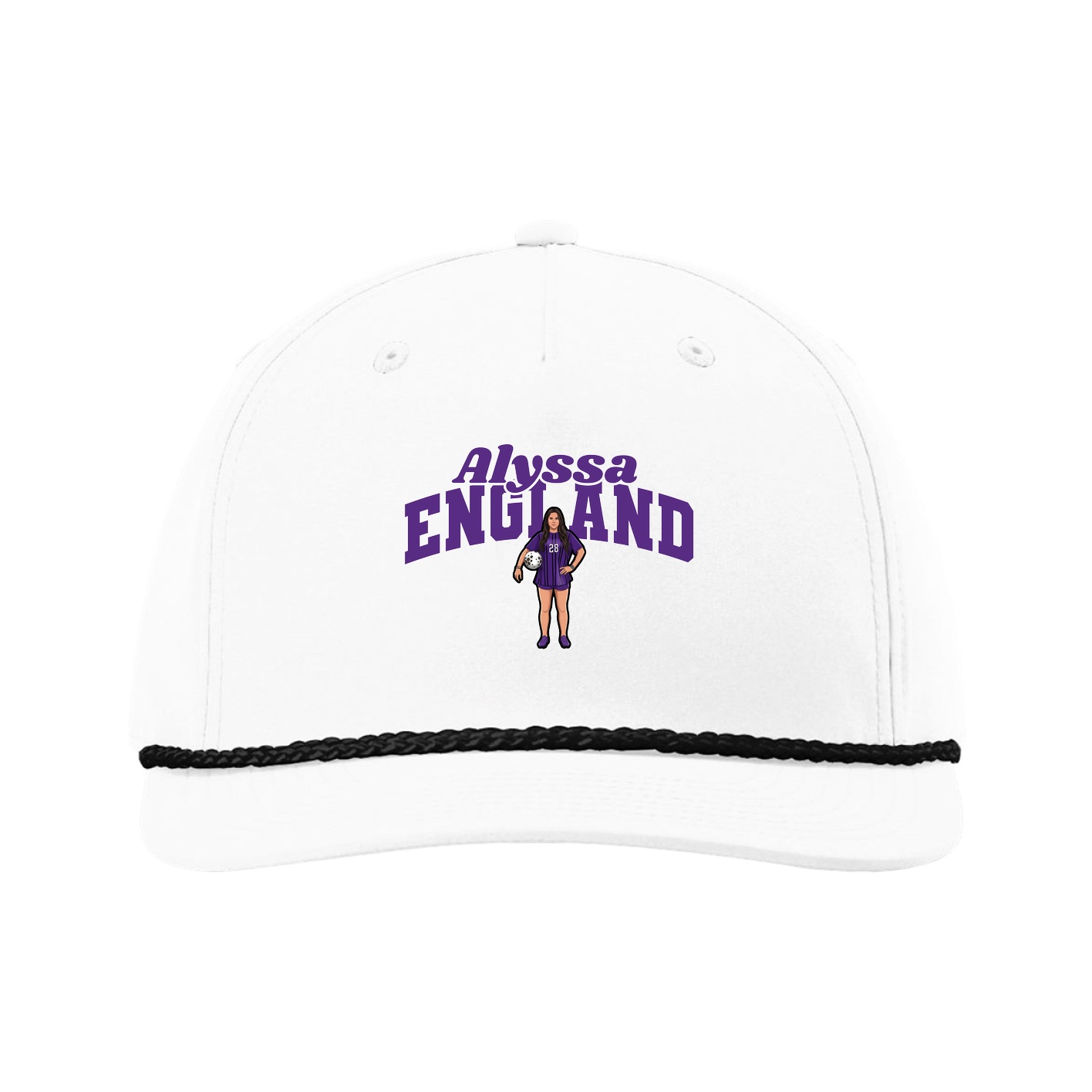 Five-Panel Classic Rope Cap — Signature Arch in White