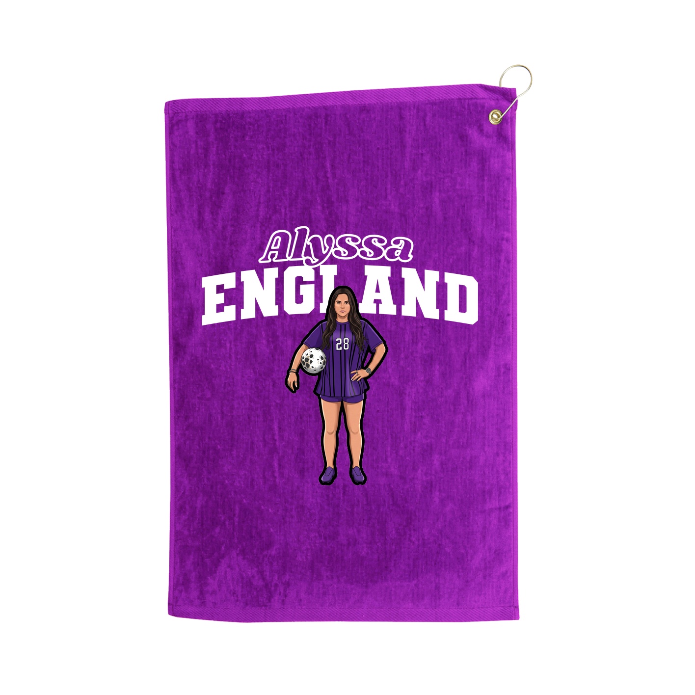 Golf Towel — Name Arch in Purple