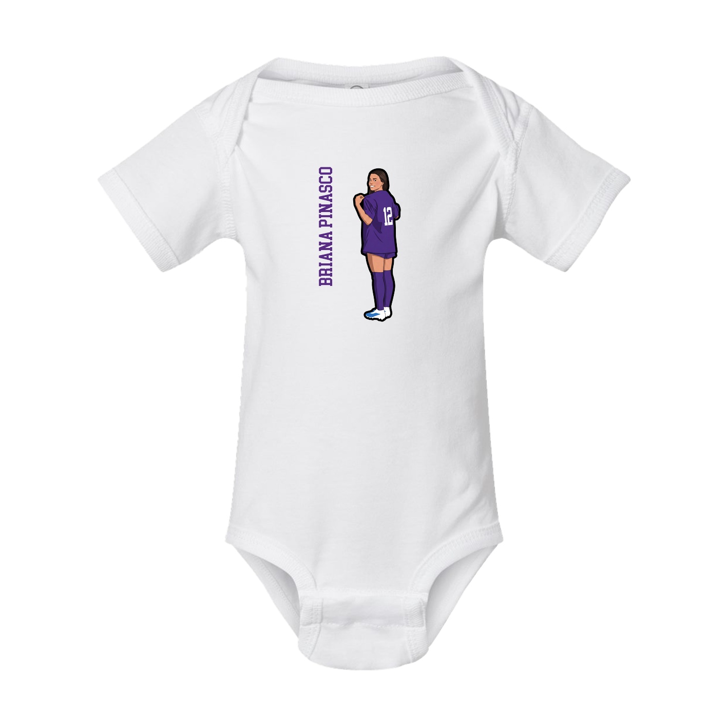 Baby Onesie — Name Vertical in White