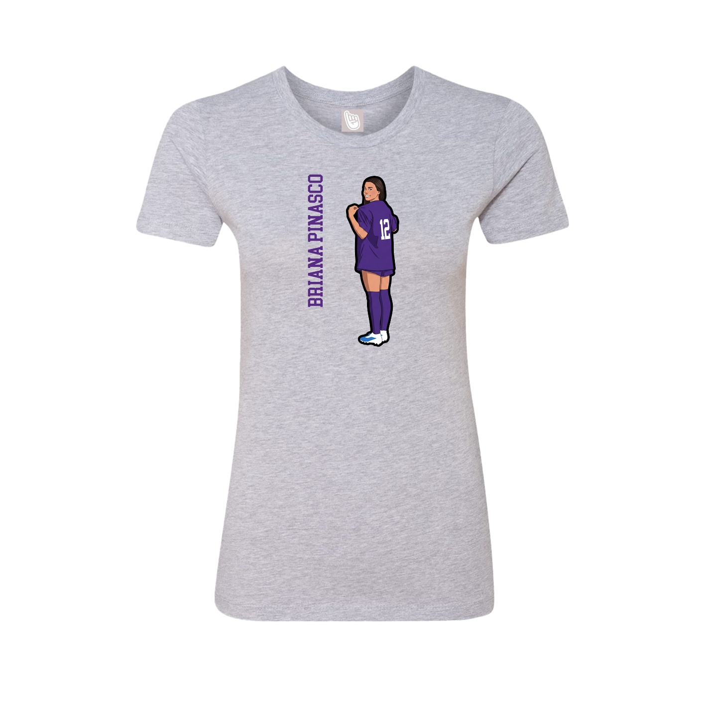 Fitted Women's Tee — Name Vertical in Grey