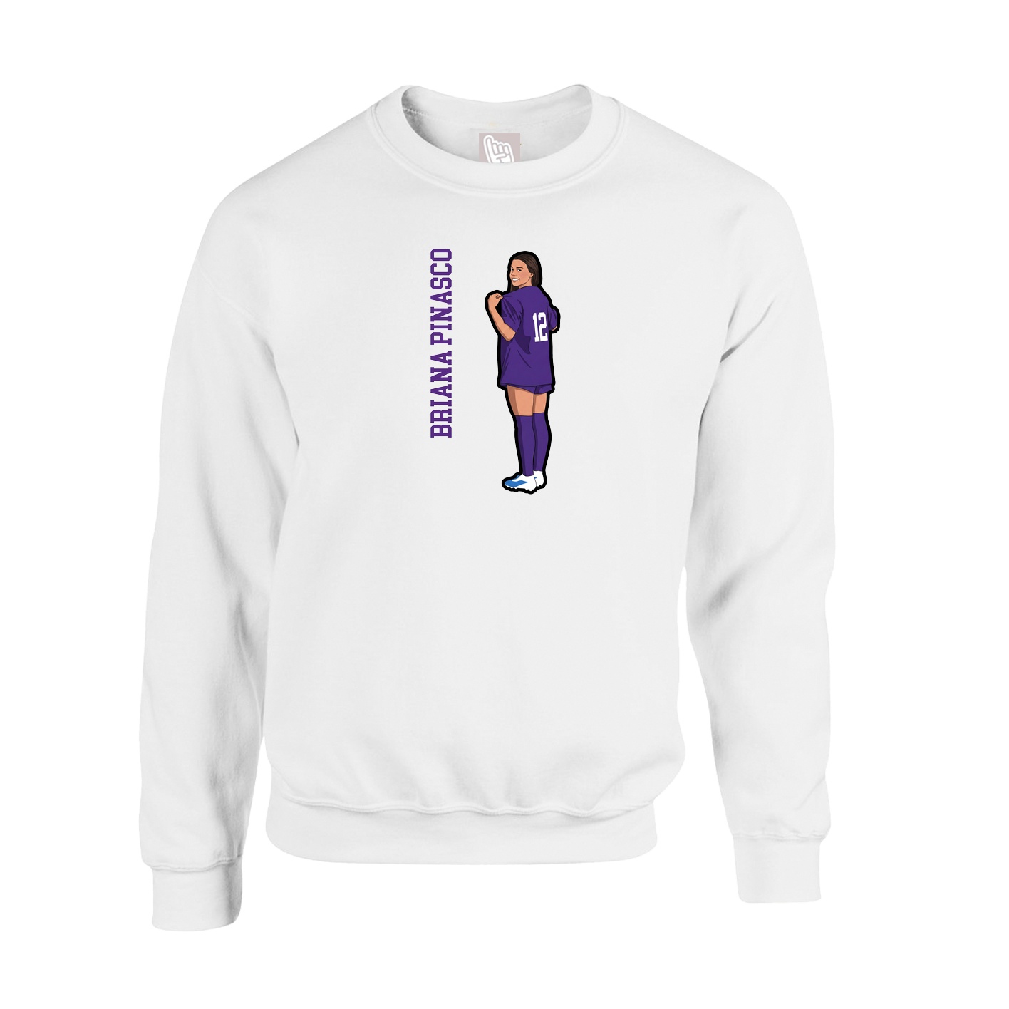 Fleece Crew — Name Vertical in White