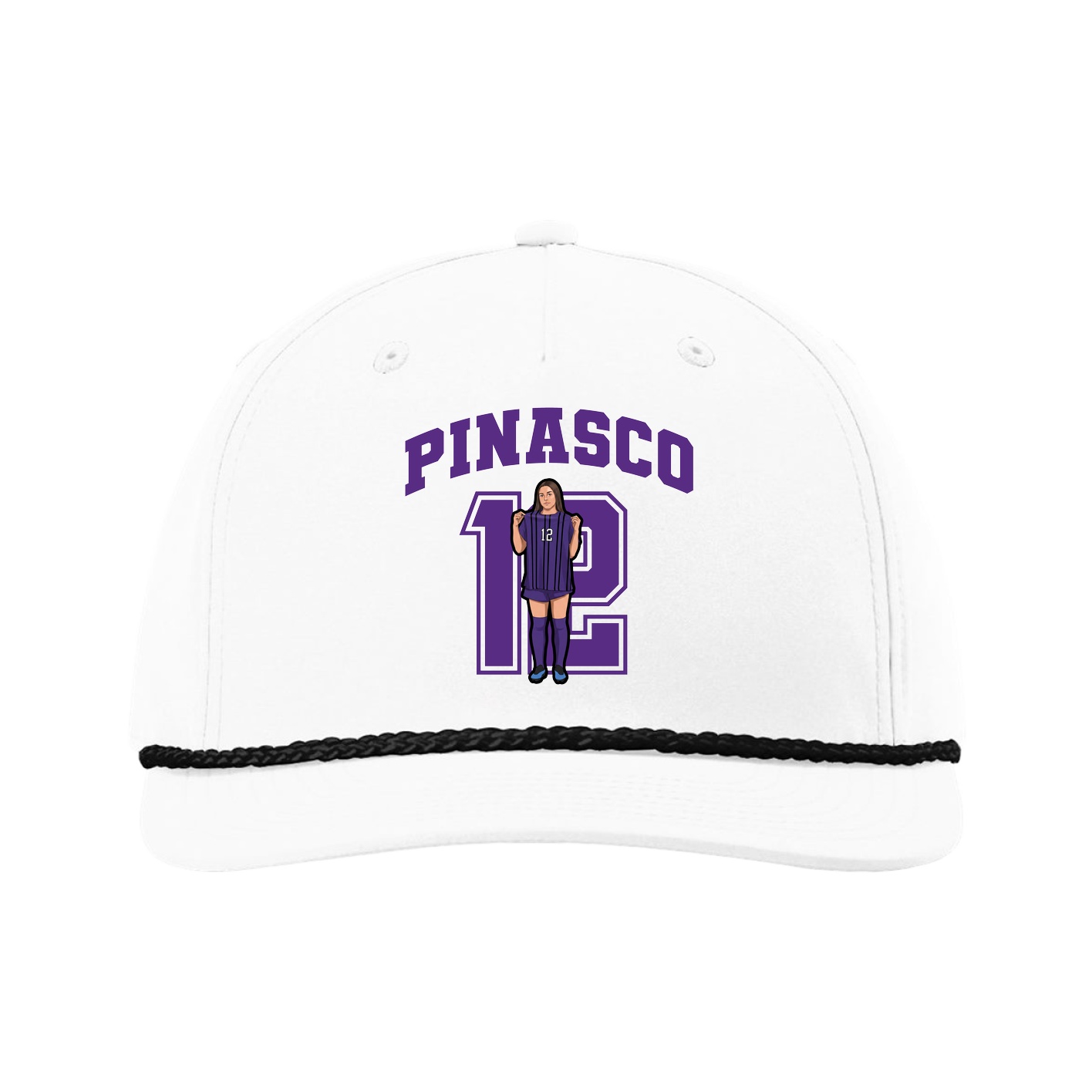 Five-Panel Classic Rope Cap — Number in White