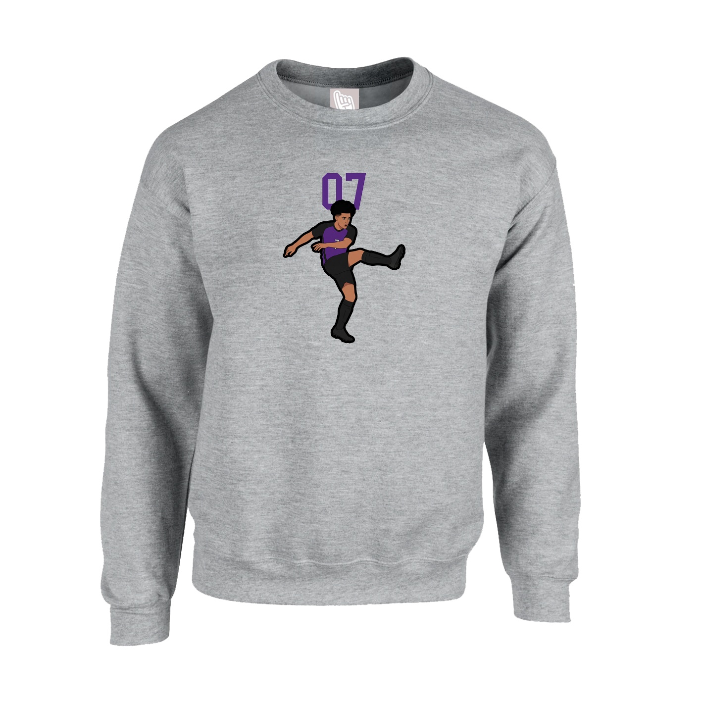 Fleece Crew — Number Top in Grey