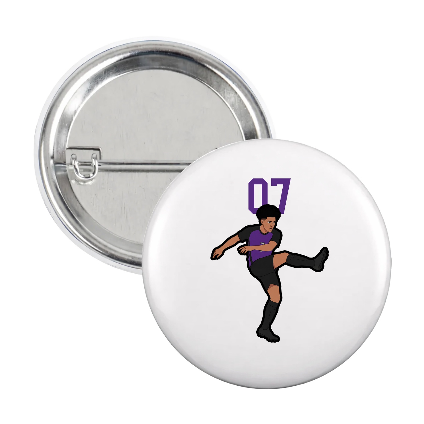 Game Day Button — Number Top in White