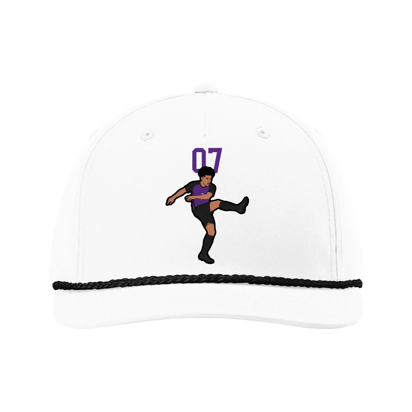 Five-Panel Classic Rope Cap — Number Top in White