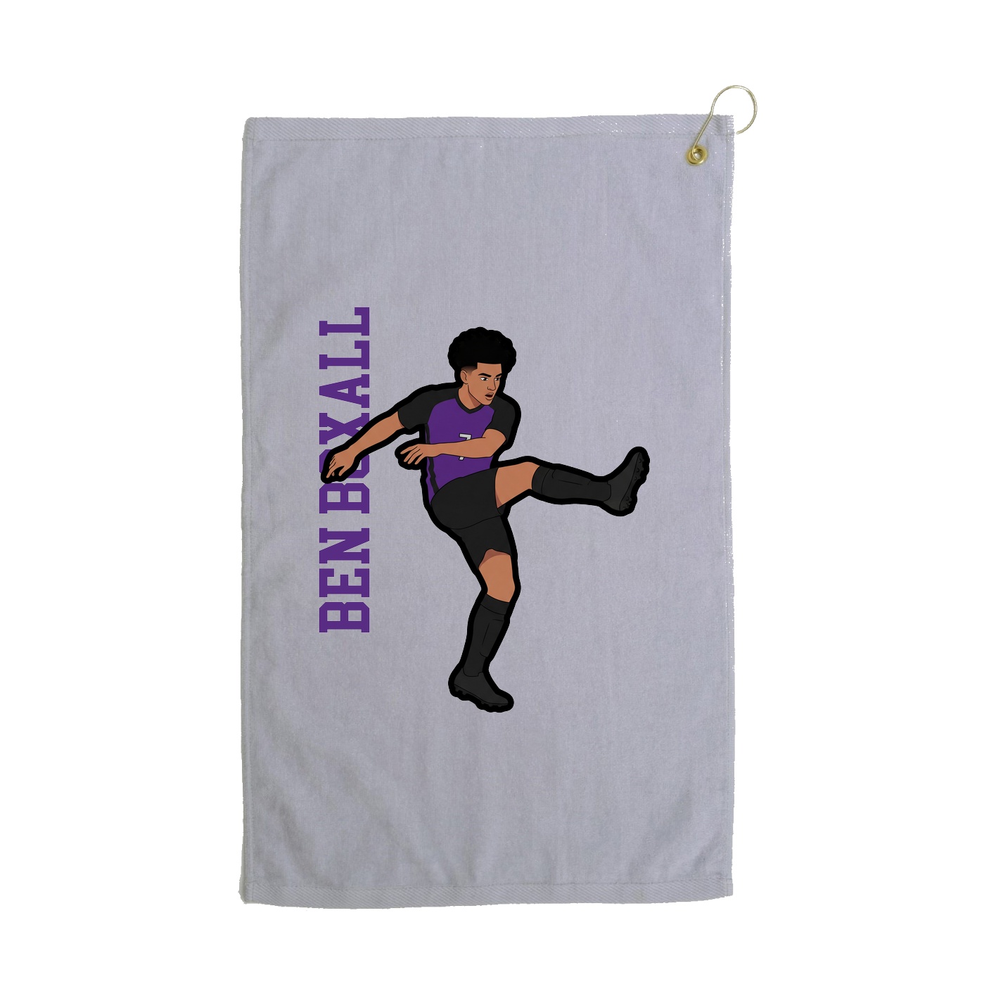 Golf Towel — Name Vertical in Grey