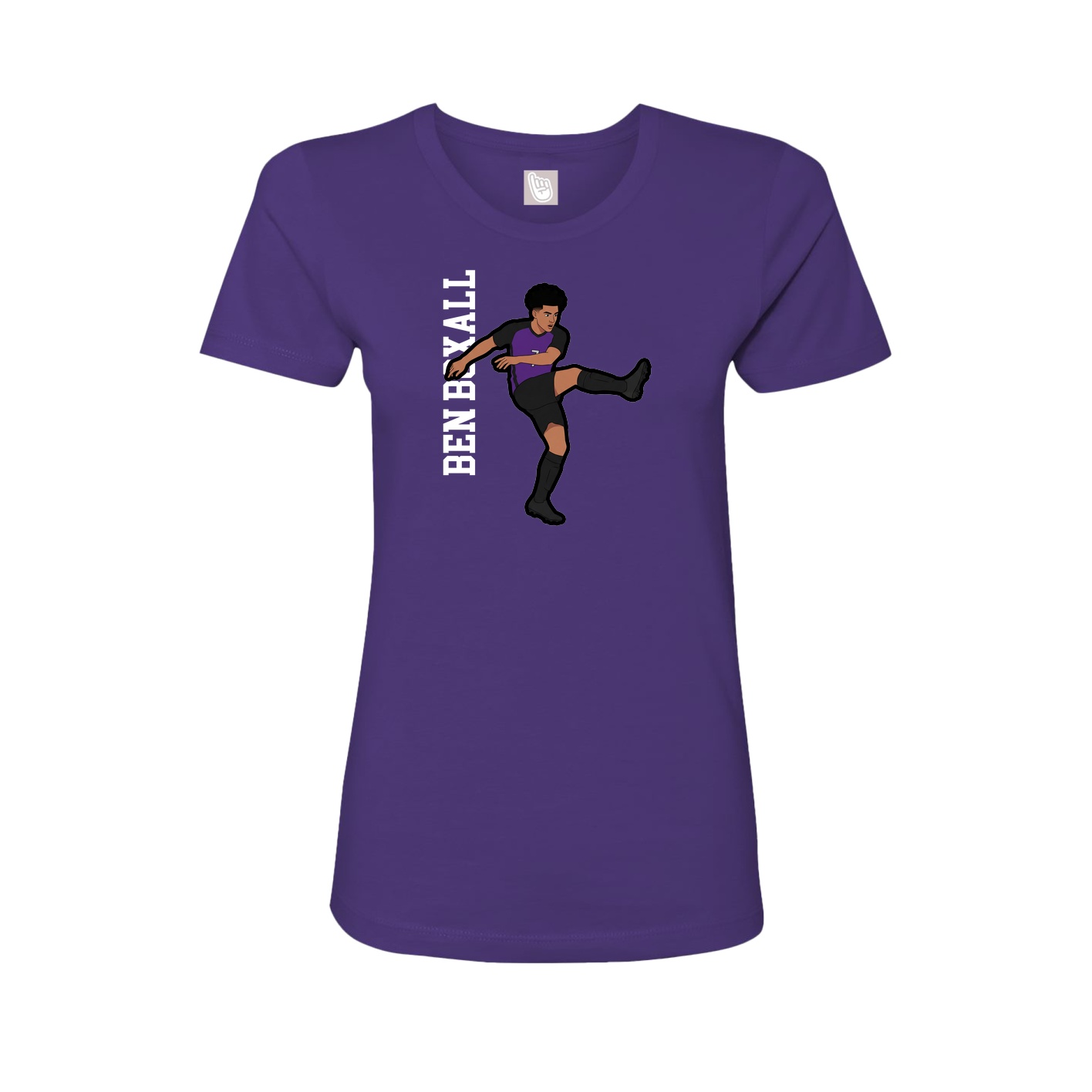 Fitted Women's Tee — Name Vertical in Purple