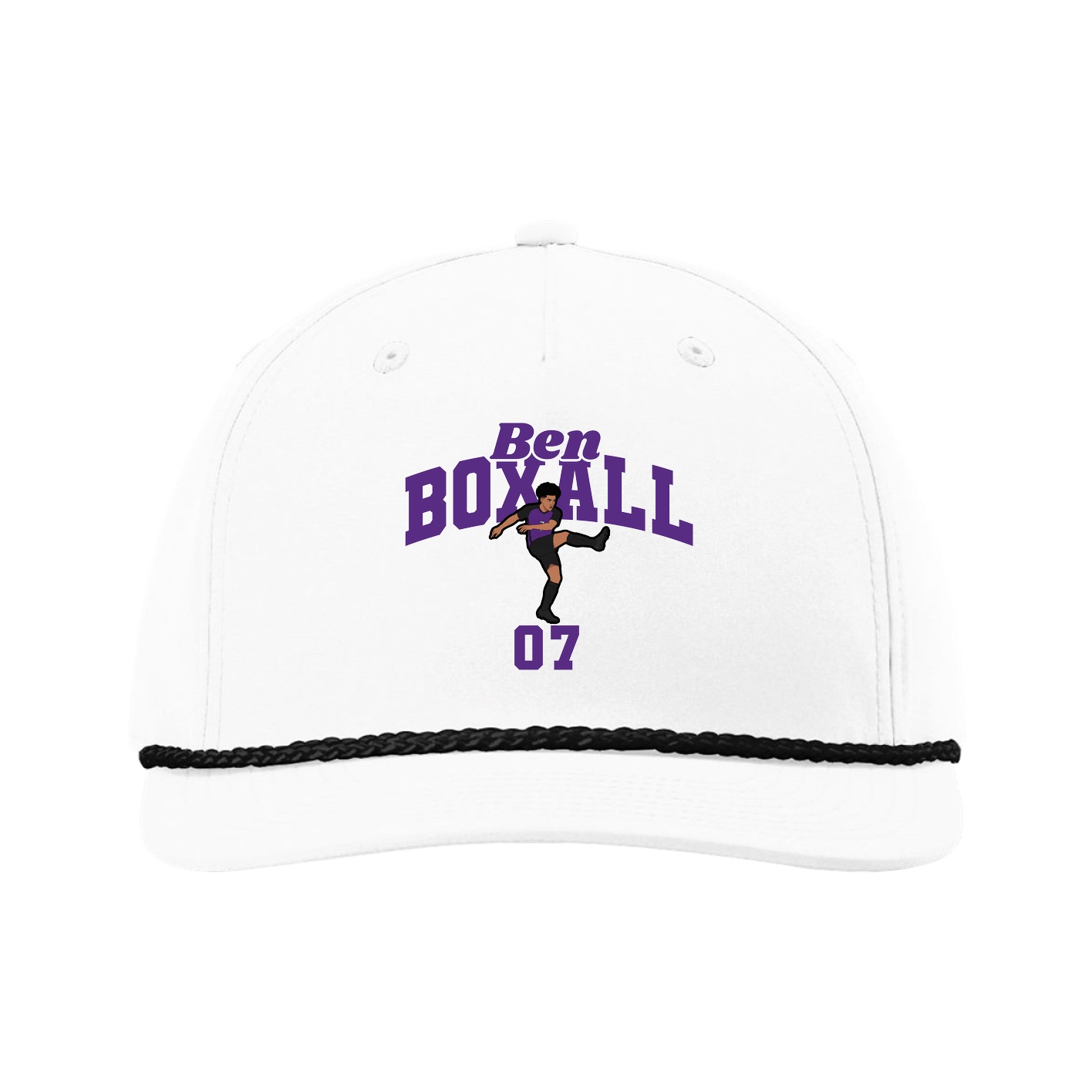 Five-Panel Classic Rope Cap — Signature Arch in White