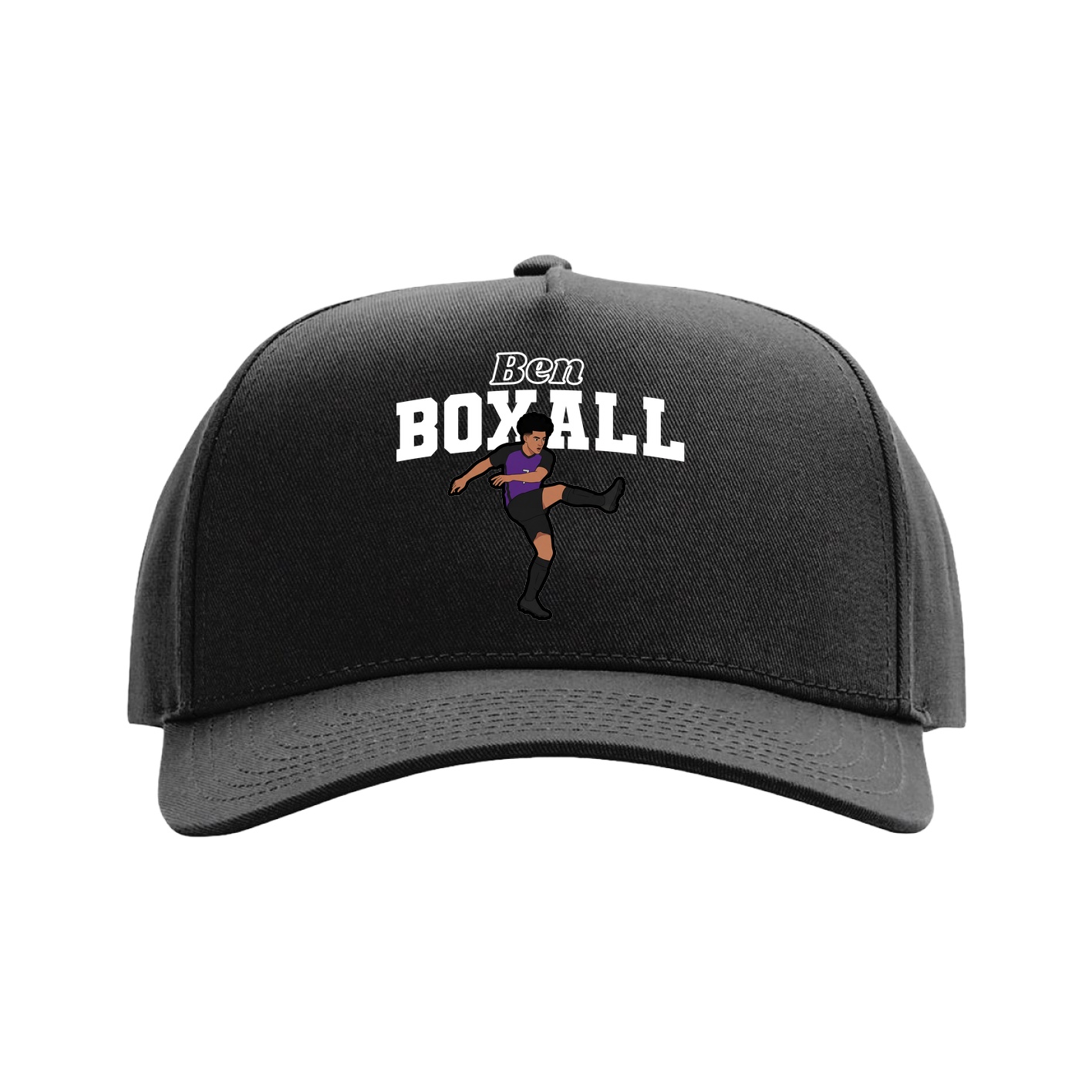 Full Fabric Five-Panel Champ Cap — Name Arch in Black