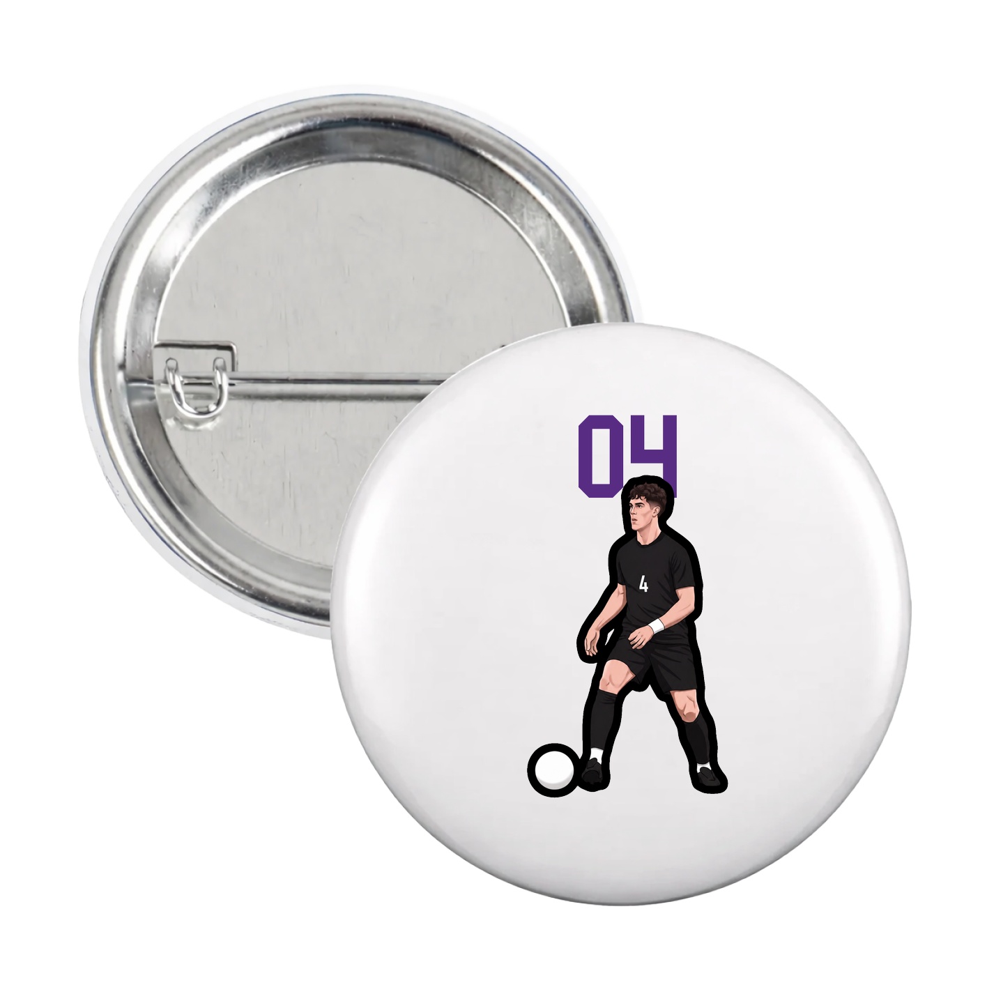 Game Day Button — Number Top in White