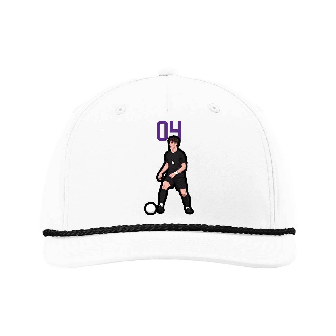 Five-Panel Classic Rope Cap — Number Top in White
