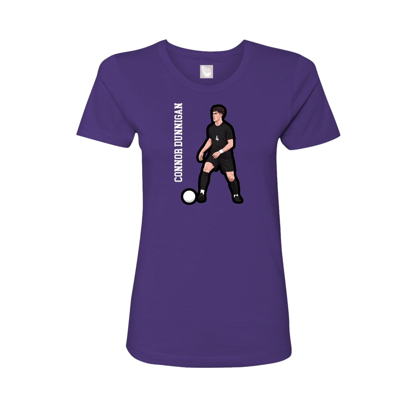 Fitted Women's Tee — Name Vertical in Purple
