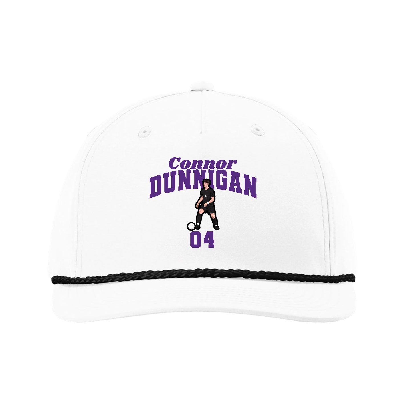 Five-Panel Classic Rope Cap — Signature Arch in White
