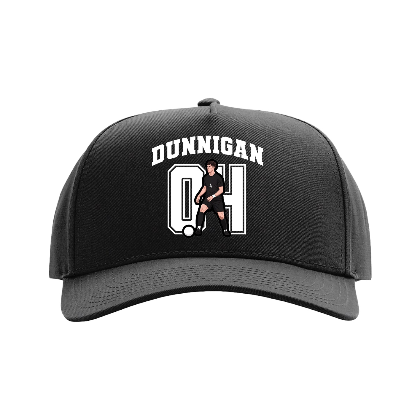 Full Fabric Five-Panel Champ Cap — Number in Black